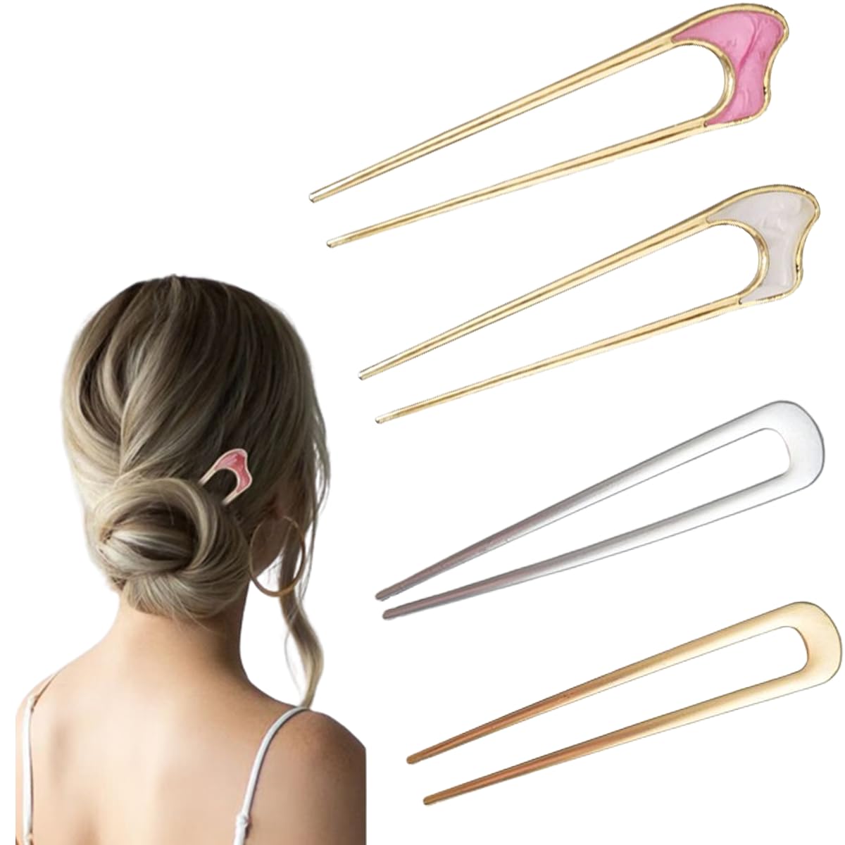 4 Pcs Exquisite Hair Pin,Hair Stick For Bun Hairpin U Shaped Fashionable Women's Hair Accessories Selection Hair Clips Suitable For Women Girls-image-2