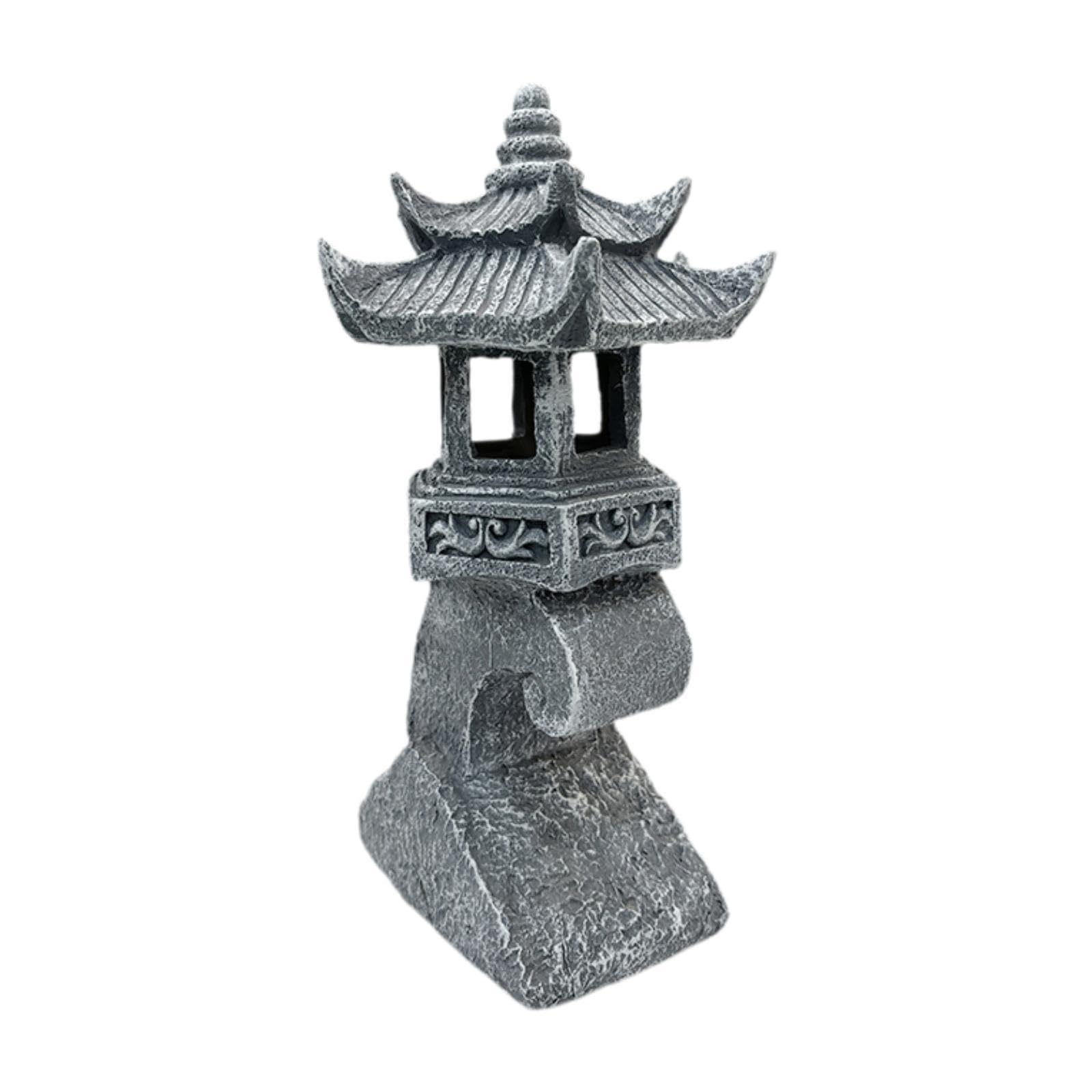 Estatua de Jardín, Linterna Solar, Escultura Tradicional China en Resina Resistente a La Intemperie, Ideal para, 15cm X 10cm X 32.5cm