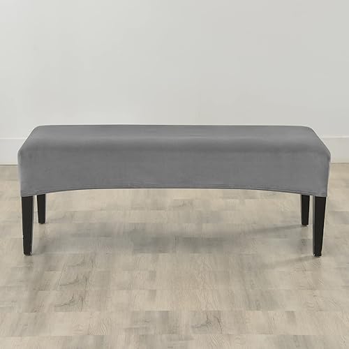 Miniatura 4 de FORCHEER Funda de terciopelo para banco de comedor, funda lavable para sala de estar, protector de asiento de banco Ottman para dormitorio, cocina