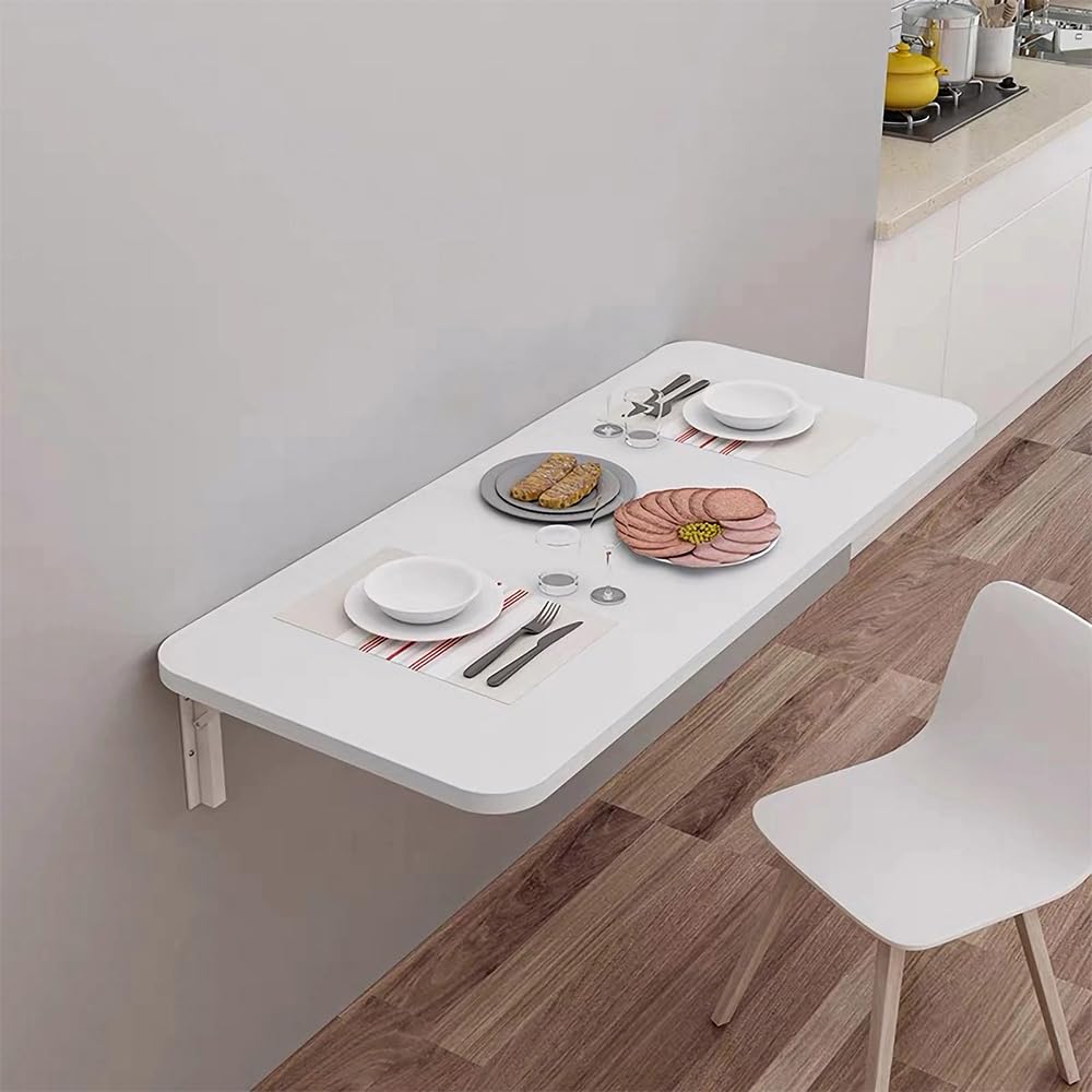 LANTUS Murale Pliante Bureau Plateau, Table de Salle à Manger Table de Cuisine pour Le Mur Table Pliante-60 * 30 * 1.6 cm-Blanc