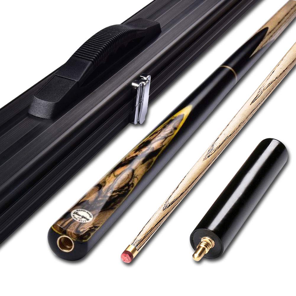 YRU Stecca da Biliardo 57" Handcraft 3/4 Snooker Stecca Frassino da 10mm Punta con Estensione Confezionata in Custodia con Cue