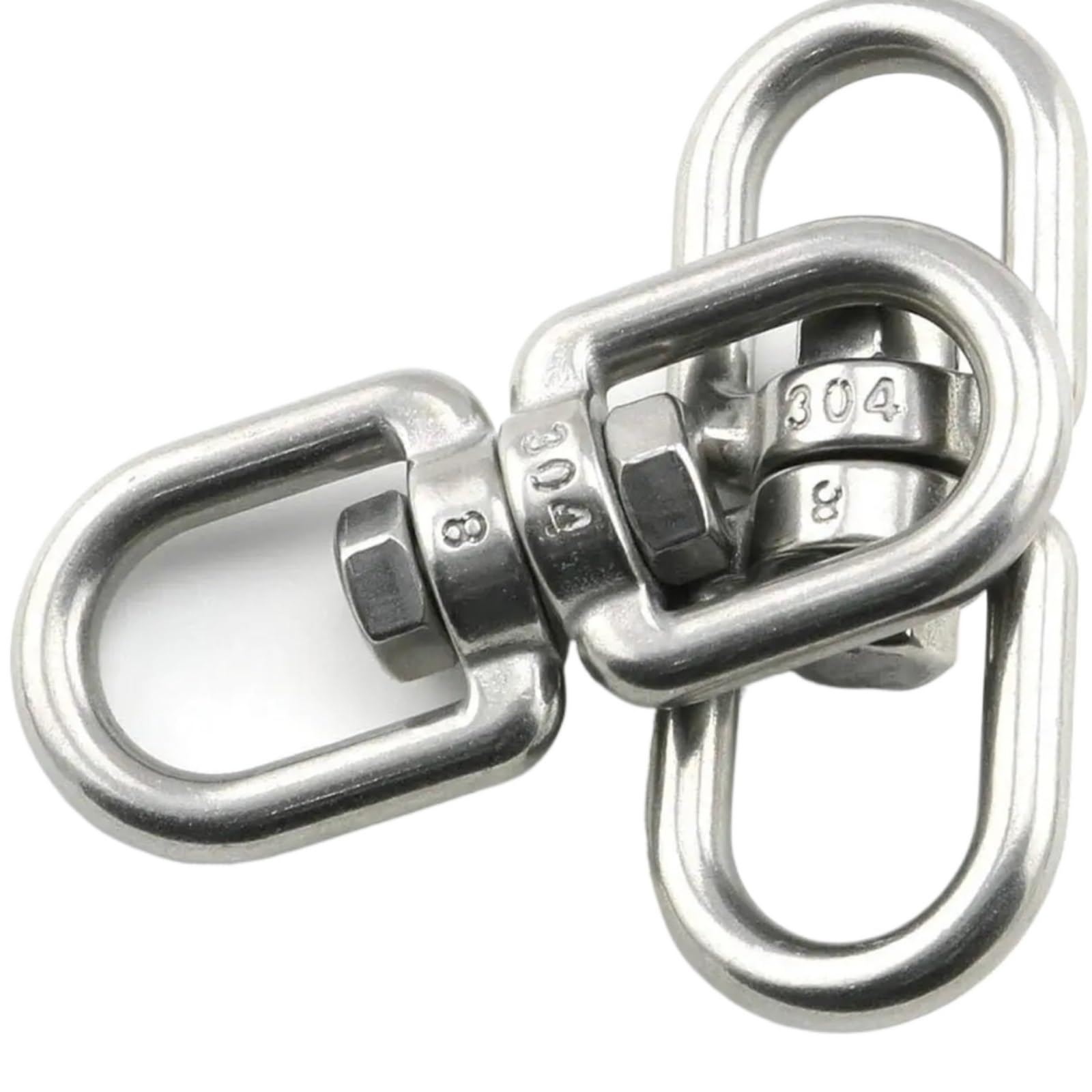 Doppelseitiger Wirbel 10 Stück Doppelseitige, Drehbare Ösenringe Aus Edelstahl Mit Schäkelverbinder, Karabiner Und Schnellverbindungskette(M5)