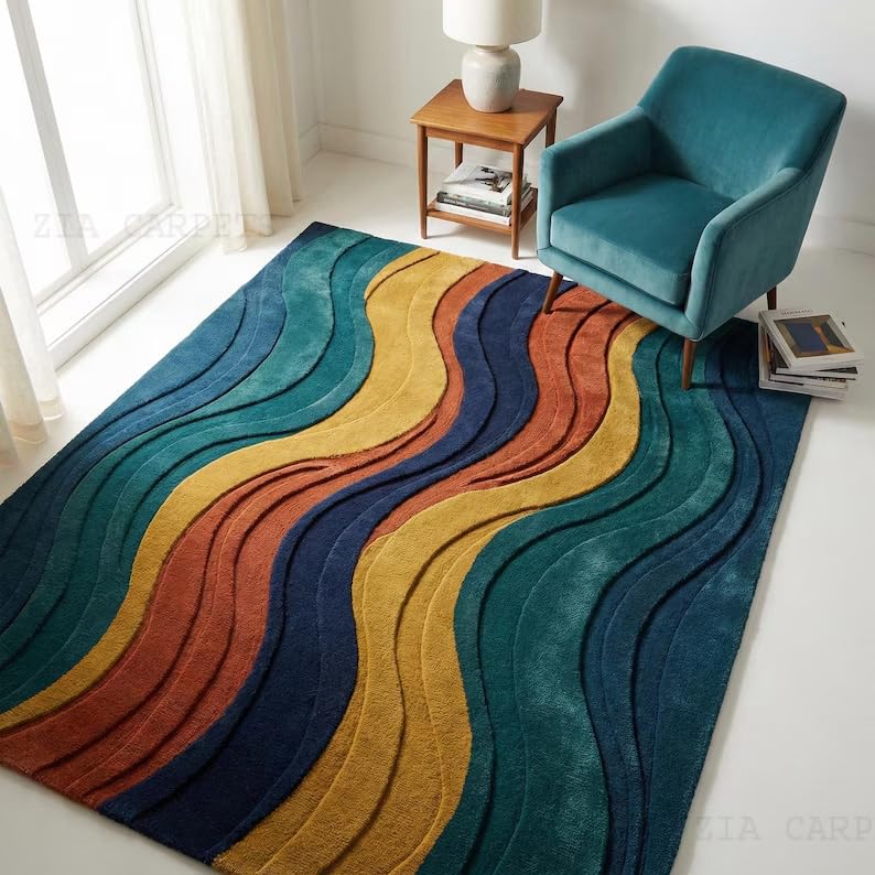 Image of zia carpets Hand Tufted Woollen Modern Collection Bedroom & Living Room Carpet Size 5 X 7 Feet