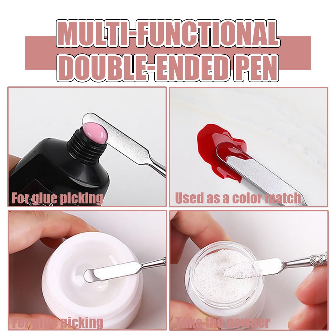 2 Pezzi Pennello a doppia punta per Polymer Gel, Pennello Polygel 2 in 1 Dual-ended Nail Art Penna, Pennello per Pittura per Unghie