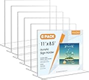 6 Pack Acrylic Sign Holder 8.5x11 Horizontal, Double Sided Tabletop Flyers Holder for Menus, Documents, T Shape Display Stand for Office, Store, Restaurant