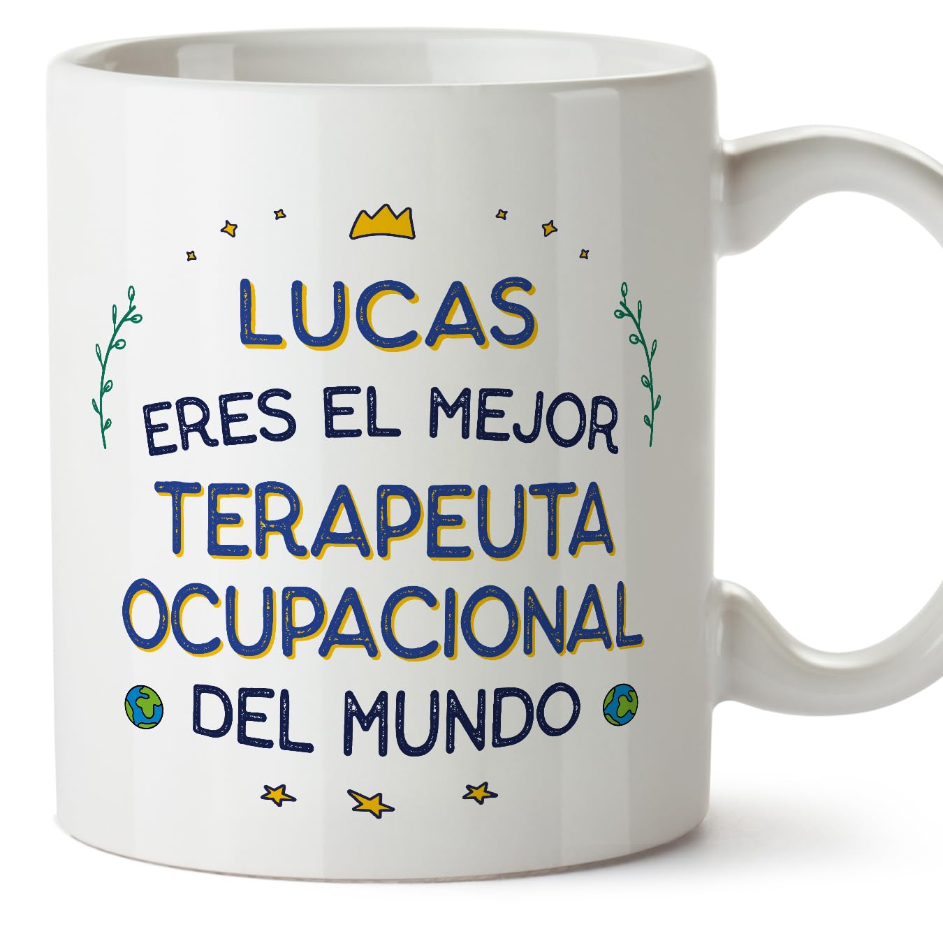 MUGFFINS Personalised Mug for Occupational Therapist Man - in Spanish - Mejor del Mundo - Funny Custom Gift for Colleagues - Ceramic 11oz Mug