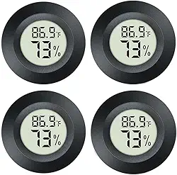 Pacote com 4 mini termômetro digital higrômetro, medidor de umidade de temperatura interna e externa para incubadoras de estufa, jarros de terrário de répteis, Fahrenheit ou Celsius (℃) (4)