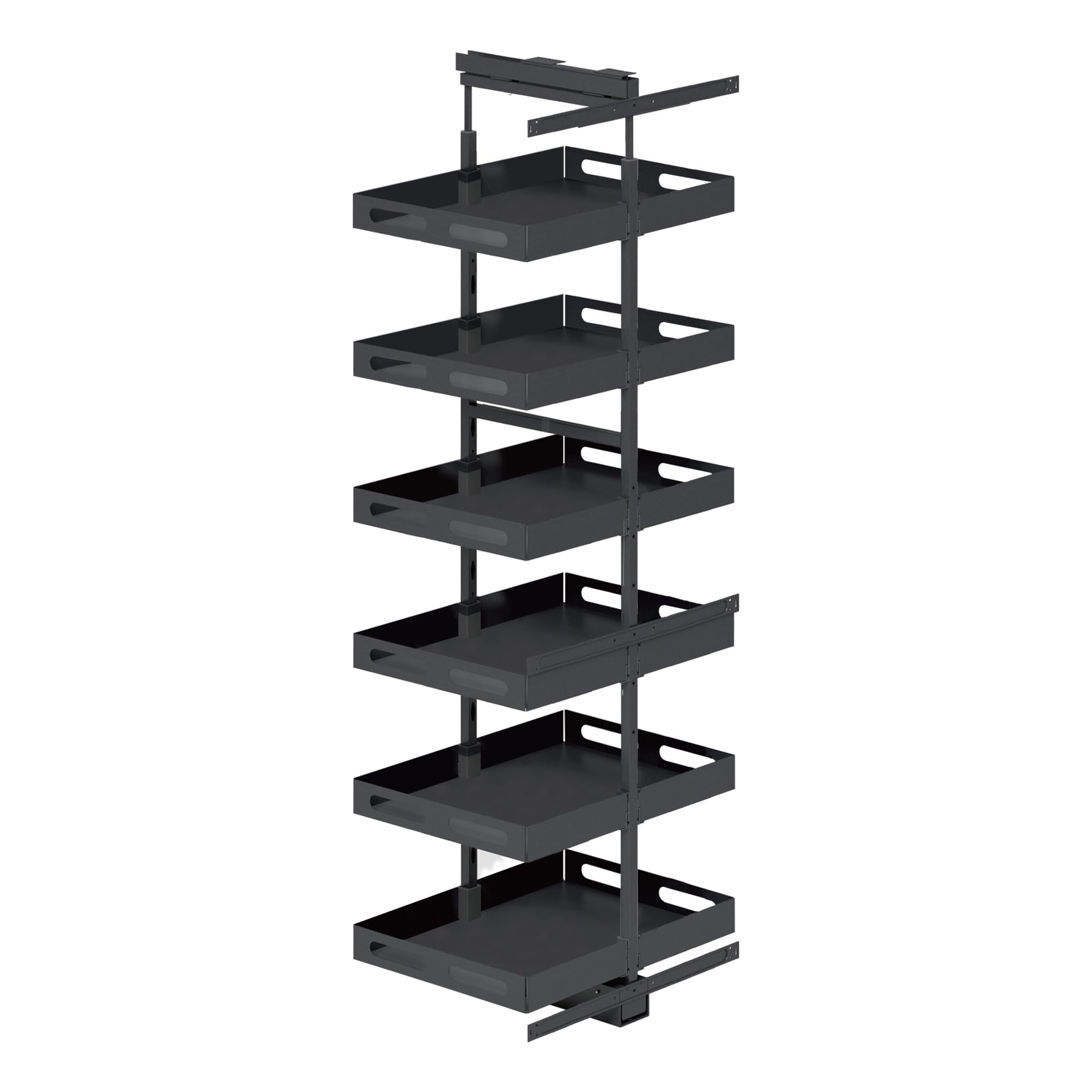 highdecora Kitchen Larder Pull Out Baskets Grey 49cm Deep, Soft Close Ball Bearing Slides, 6 Tier Adjustable Storage Cabinet Insert, Heavy Duty Internal Matt, W340-400mm Cabinet