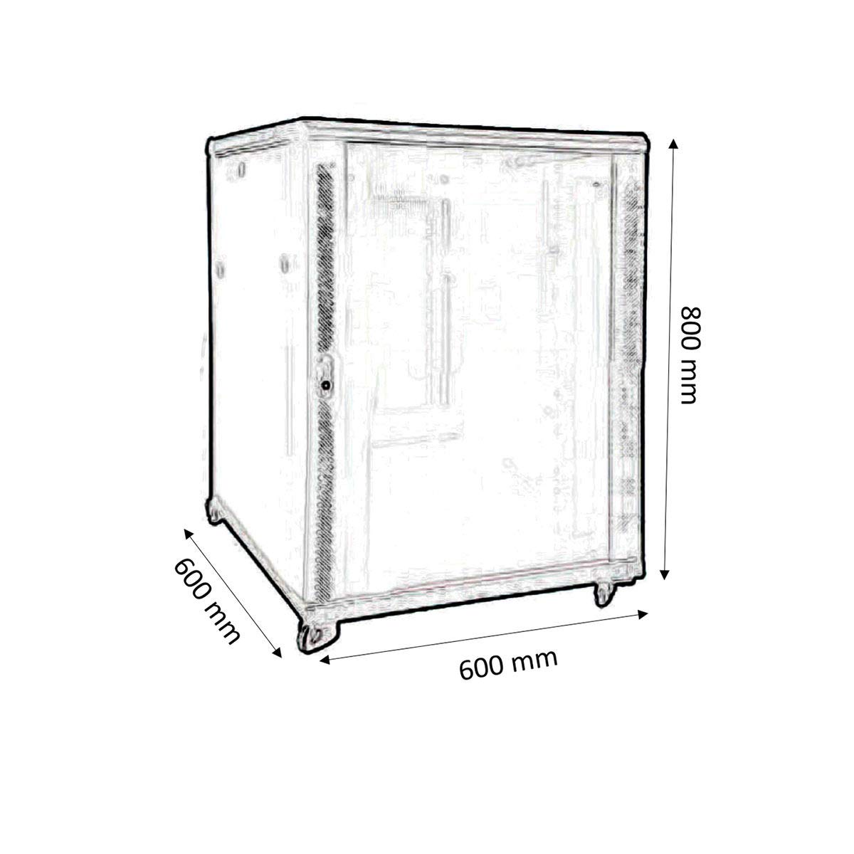 KIMEX 112-6615K Armadio Rack 19" da Pavimento, Larghezza 600 mm, profondità 600mm, 15 unità