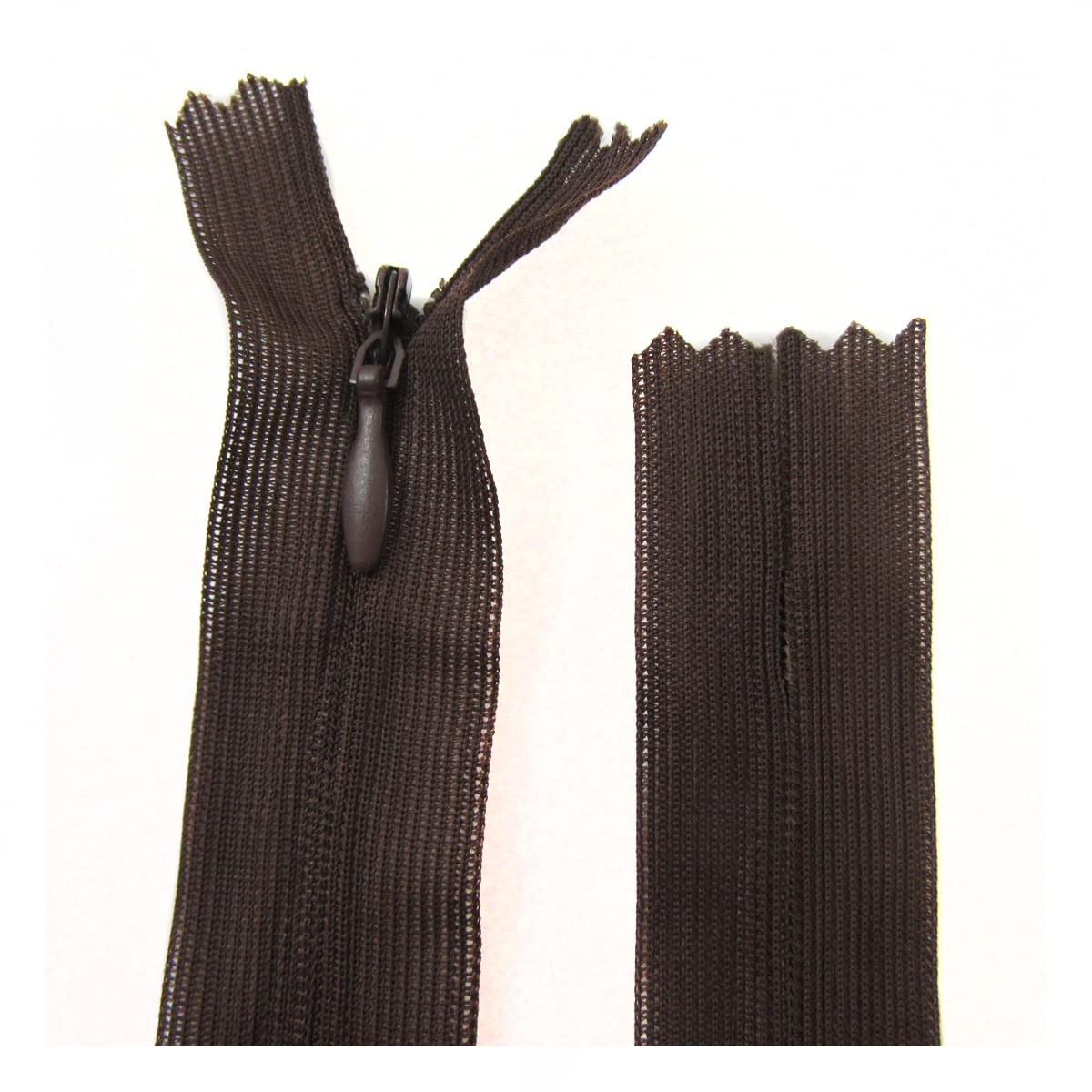Pack of 10 Concealed No.3 Invisible Nylon ZIPS *19 Colours * 8 Sizes * Closed END Zip Sewing Repairs (Brown NZ304, 12 Inch)