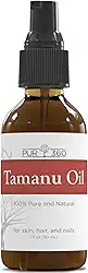 PUR360 Óleo de tamanu - Melhor tratamento para psoríase, eczema, cicatriz de acne, rosácea - alívio para pele seca, escamosa, couro cabeludo e mais - prensado a frio - comprovadamente 100% puro