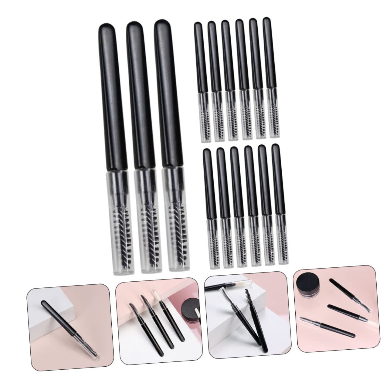 SOESFOUFU Portable Brow Spoolie Set 20pcs Eyebrow Brushes Lid White Brow Makeup Tools Multifunctional Makeup for Women