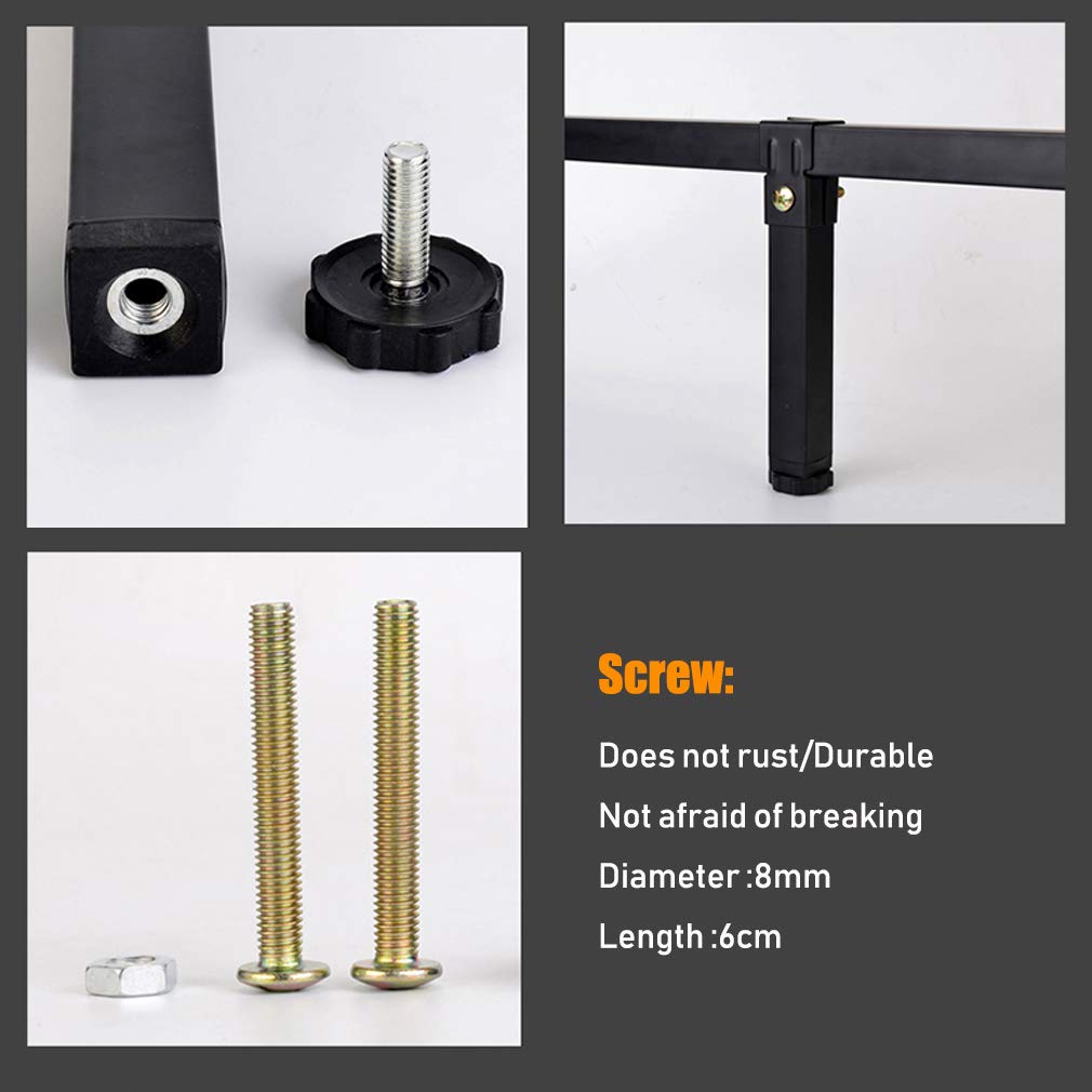 Patas Somier Graduables Patas para Muebles Regulables Patas para Somier Patas para Muebles Acero Cuadradas Pies De Apoyo De la Cama Accesorios de Armazón de Cama Pies para Muebles,Negro