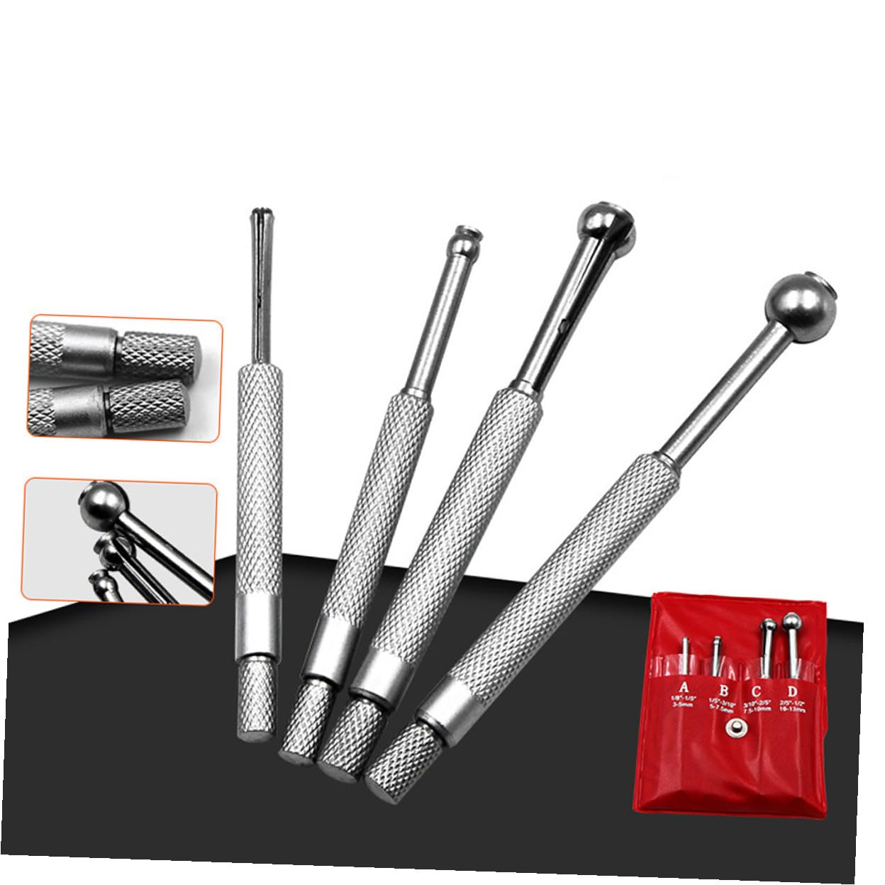 UKCOCO Jauge Interne Réglable 3-13 Mm En Acier Au Carbone 4 Pièces, Outil De Mesure Manuel De Précision Pour Trous Et Alésages Profonds