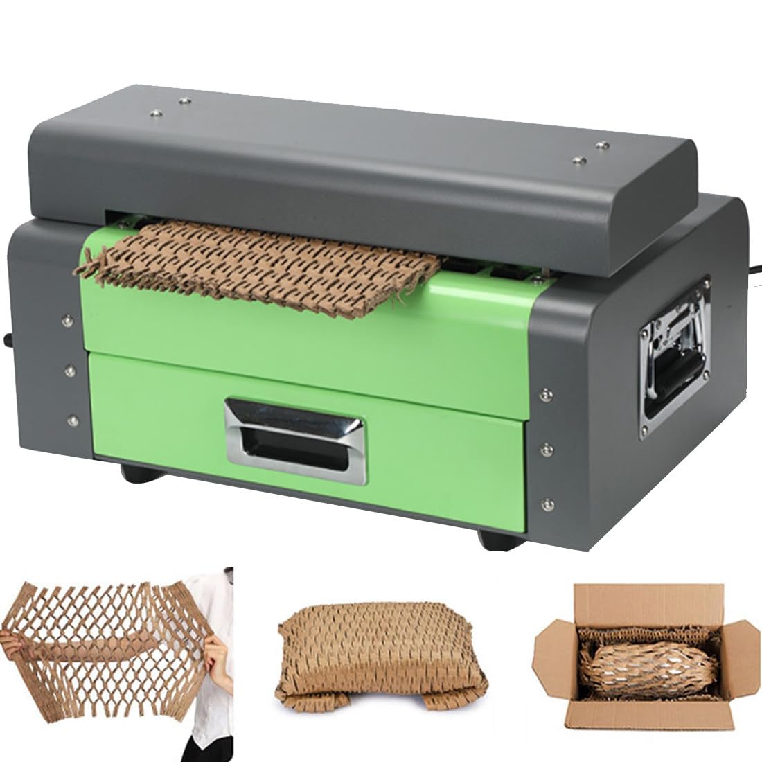 DPDZSW Recyclable Cardboard Shredder,200W/400W Corrugated Cutting Shredder Machine,Honeycomb Packing Paper Maker,6MM/7MM Cutting Thickness,Transforms Cardboard Into Packing Material X71