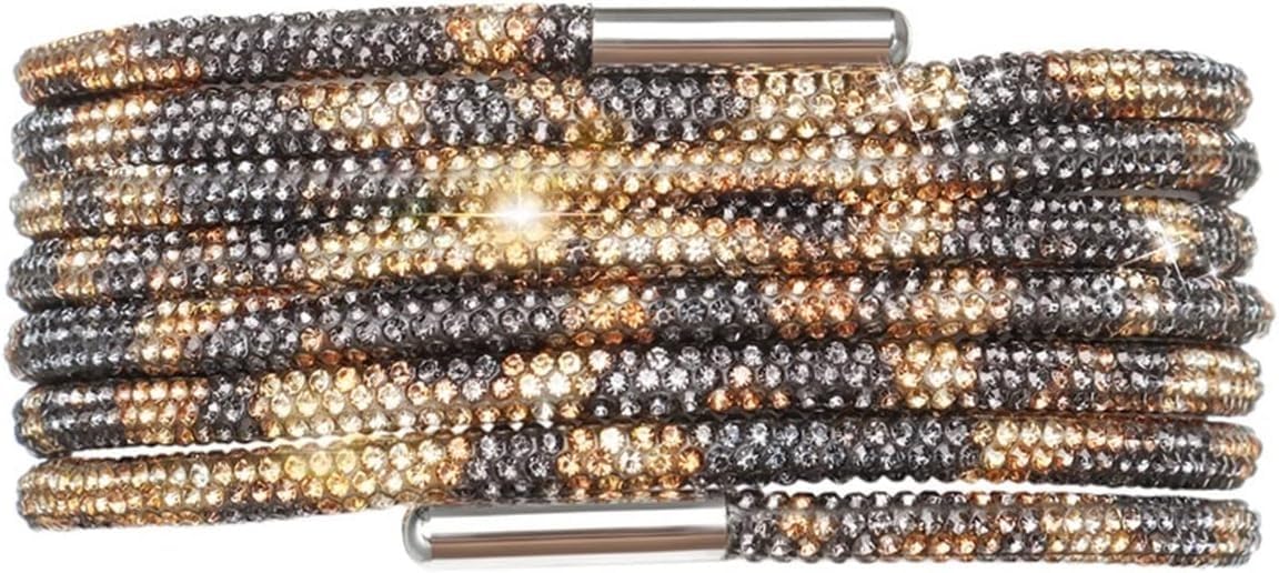 Flachboden Schuhschnüren für Sportschuhe, Lacets en Strass, Lacets de Chaussures en Diamant, Sangle tressée croisée, Bricolage, Cordon de Serrage, Accessoires for Baskets(Leopard Print,120cm)