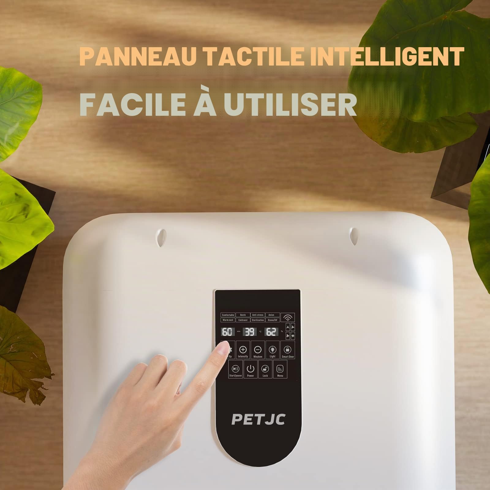 PETJC Sèche-Cheveux Automatique pour Chat et Petits Chiens, 71L Grande Capacité, Contrôle Intelligent de la Température,boîte de séchage de cheveux d'animaux de compagnie ultra silencieux 360 séchage