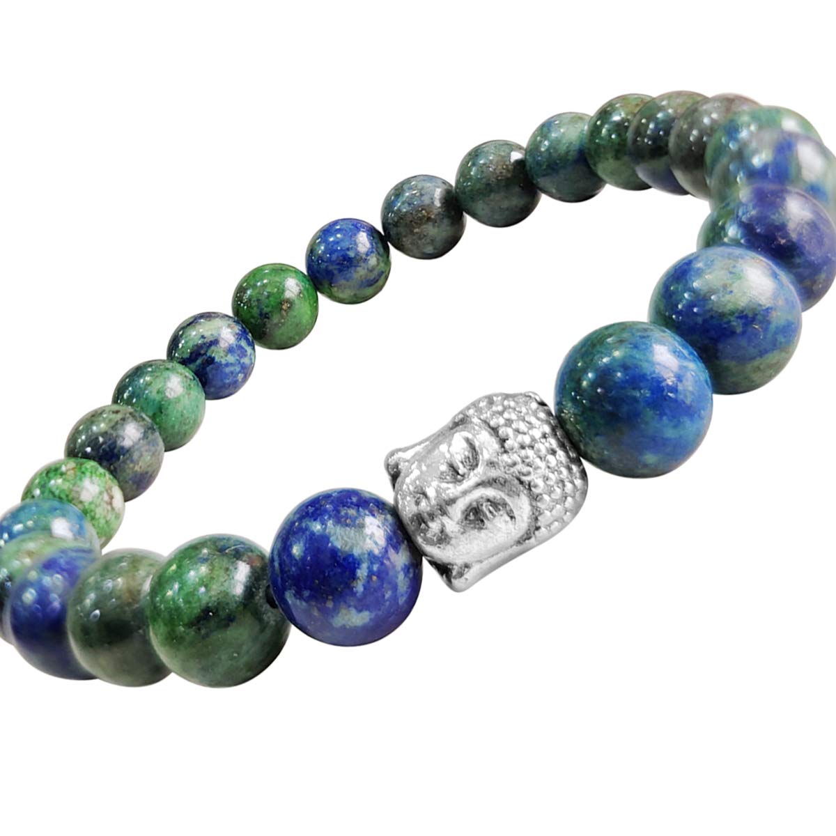 9Dzine Chrysocolla Crystal Bracelet with Buddha Head for Yoga, Meditation, Protection | Stretchable Bracelet with Lucky Buddha Charm | Reiki Feng Shui Healing Stylish Beads Bracelet for Men & Women (B08YJL521R) Amazon Price History, Amazon Price Tracker
