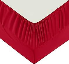 Moonlight Bedding Double Fitted Sheet - 25cm Deep Pockets Ultra Soft Brushed Microfiber Red Double Fitted Bed Sheets Breathable, Fade Resistant Easy Care Double Bed Sheet (137 x 190 Cm)