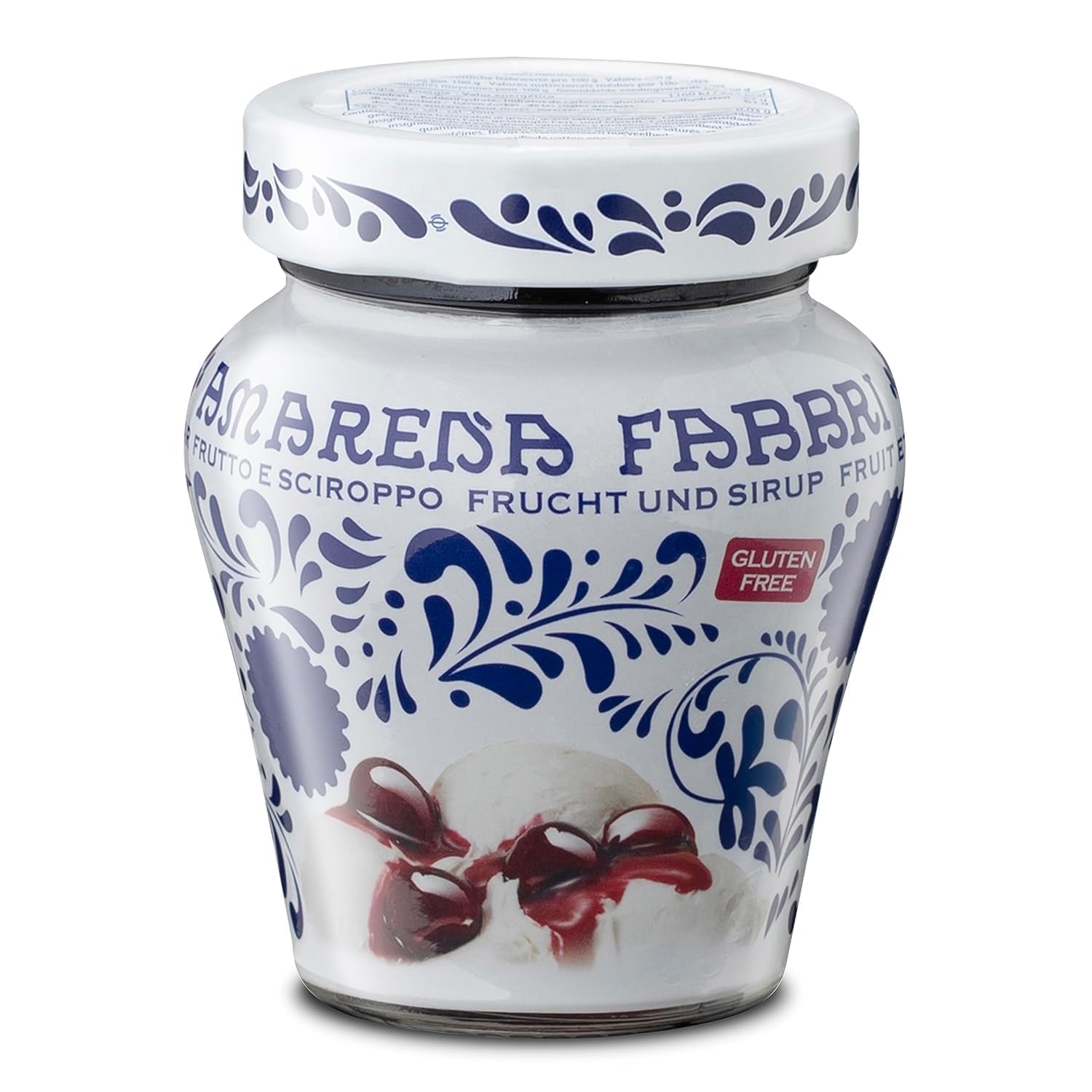 Fabbri Amarena Ciliegie in Sciroppo, Set di 6 Vasetti in ceramica decorativa, 230g, con Portachiavi italy shop service