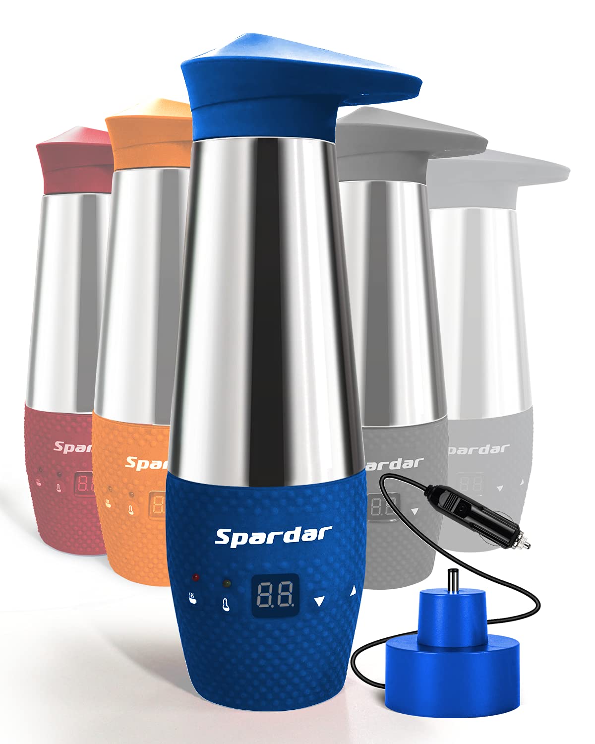 Car Kettle 12V, Portable Car Kettle Water Boiler with Temperature Control, Stainless Steel Inner, Quick Boiling, Auto Shut-Off, Leak Proof and Boil-Dry Protection, 348ml