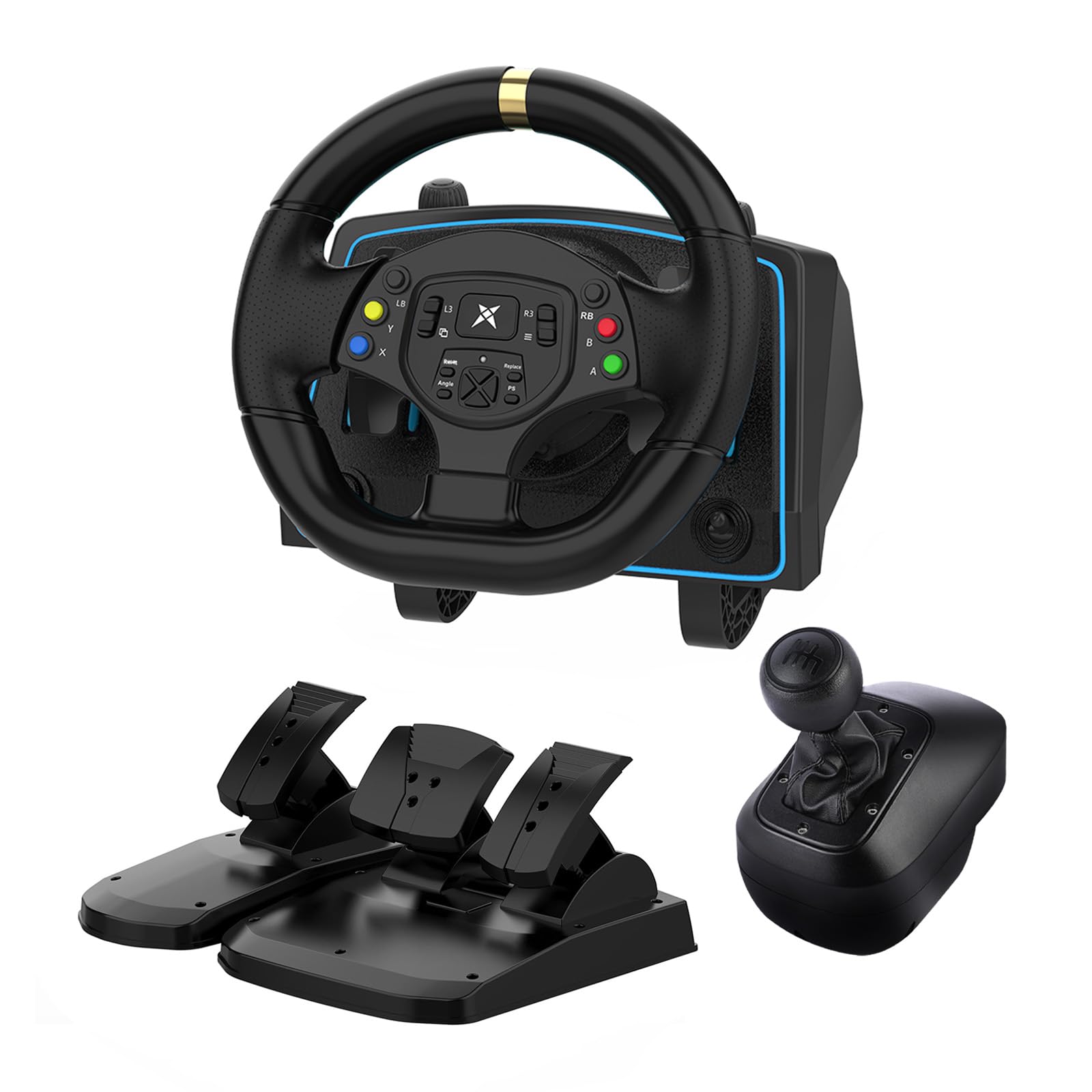 DOYO Gaming Steering Wheel with Pedals and Shifter, 1080° Racing Wheel, Vibration Feedback, Paddle Shifters, Race Steering Wheel for PC, Xbox One, PS4, Xbox Series X/S, PS3, Switch