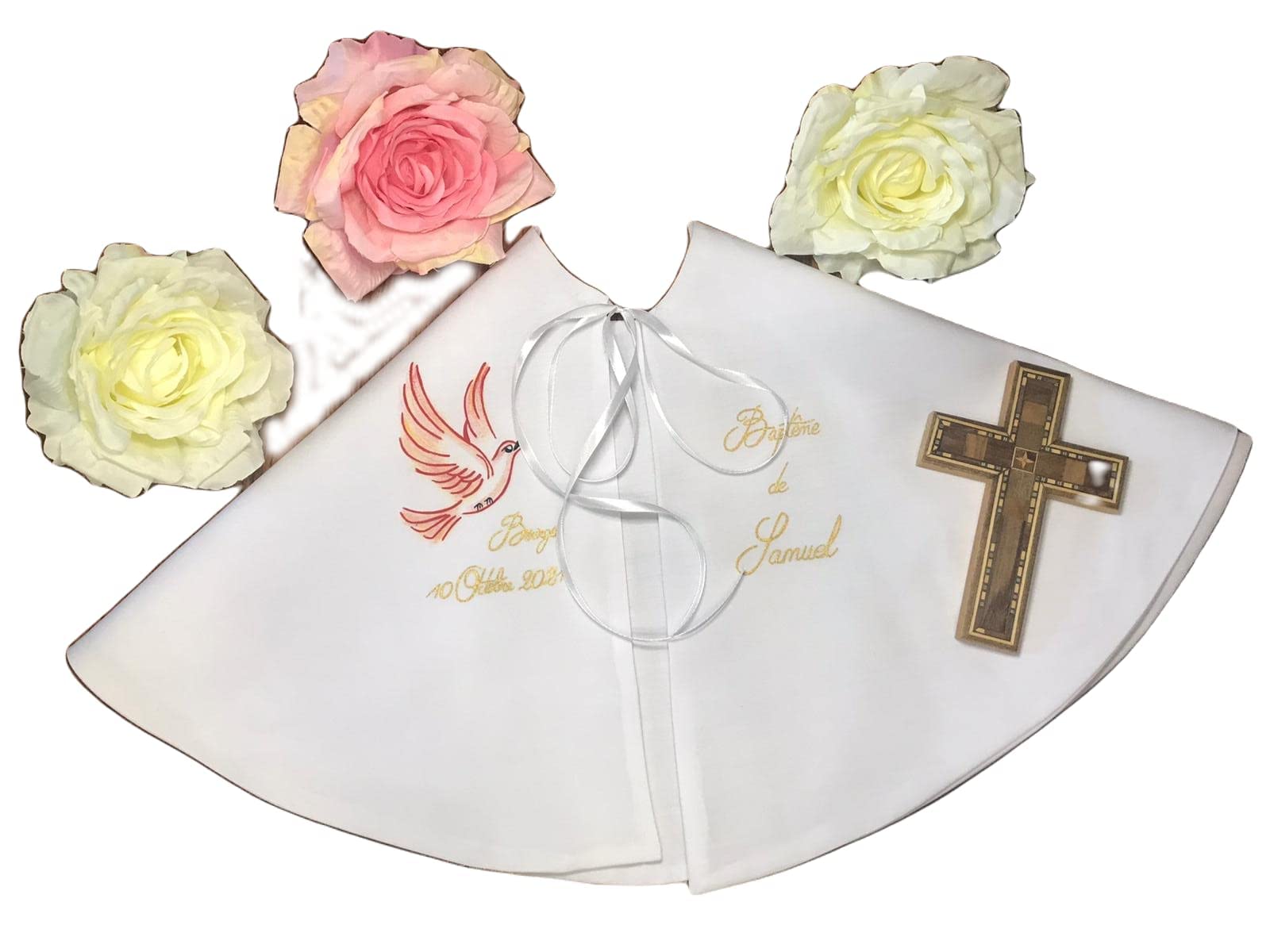 Cape de baptême personnalisée, Peinte à la Main. 3 Tailles Disponibles