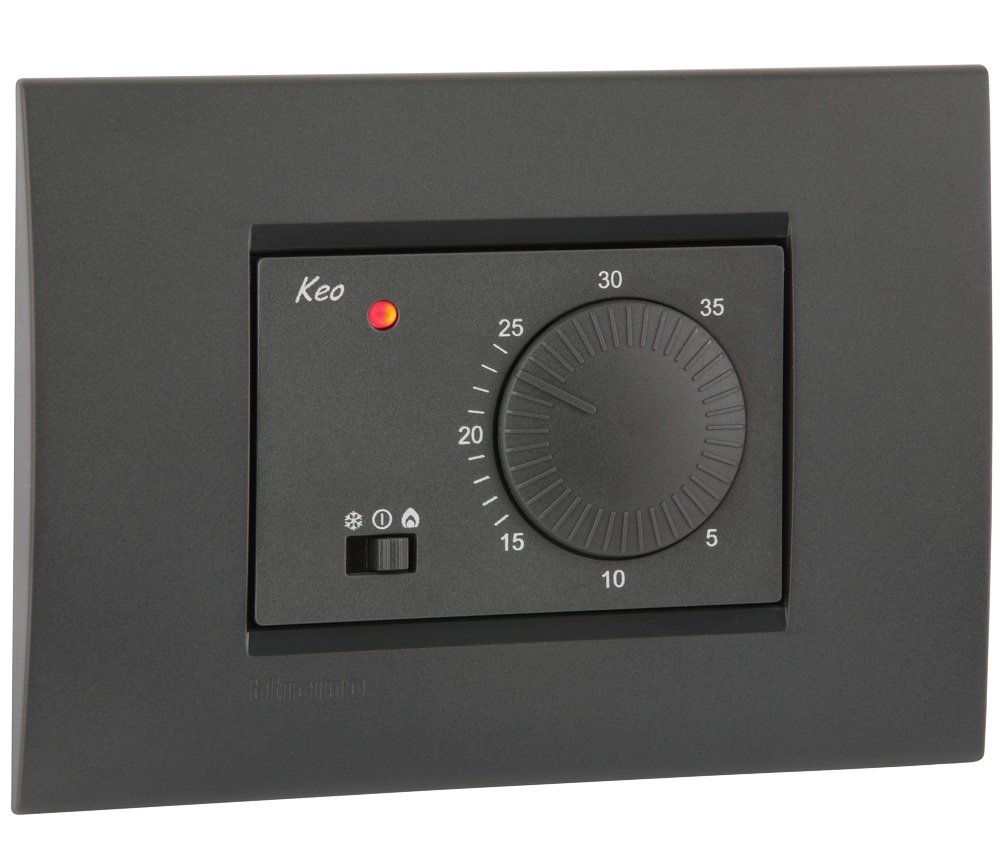 VEMER VN171500 KEO-A Termostato da Incasso con Manopola, Alimentazione 230V, Bianco/Grigio/Antracite