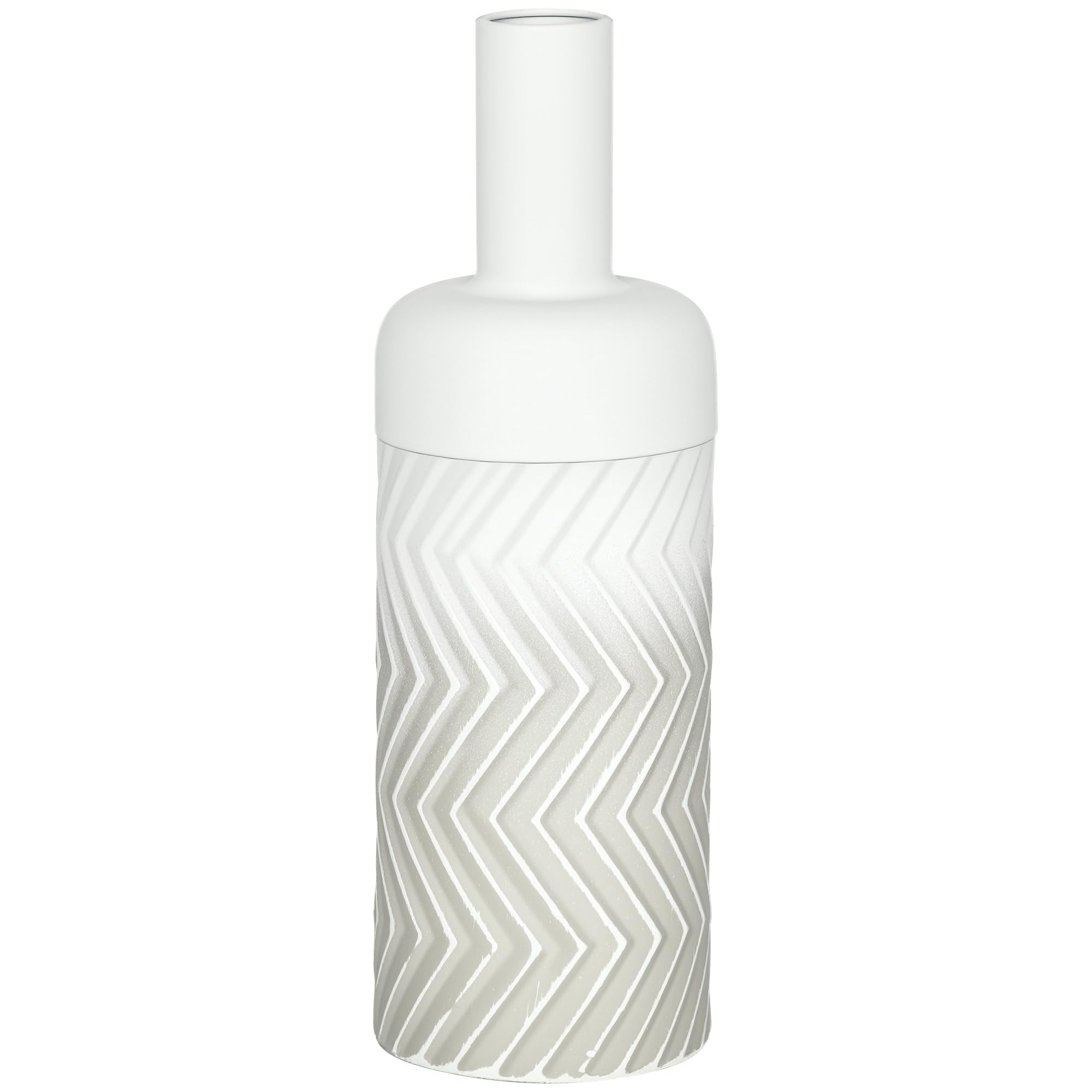 HOMCOM Jarrón para Flores de Metal Ø15x45,5 cm Jarrón Decorativo Florero Moderno con Textura 3D Decoración para Salón Dormitorio Cocina Gris