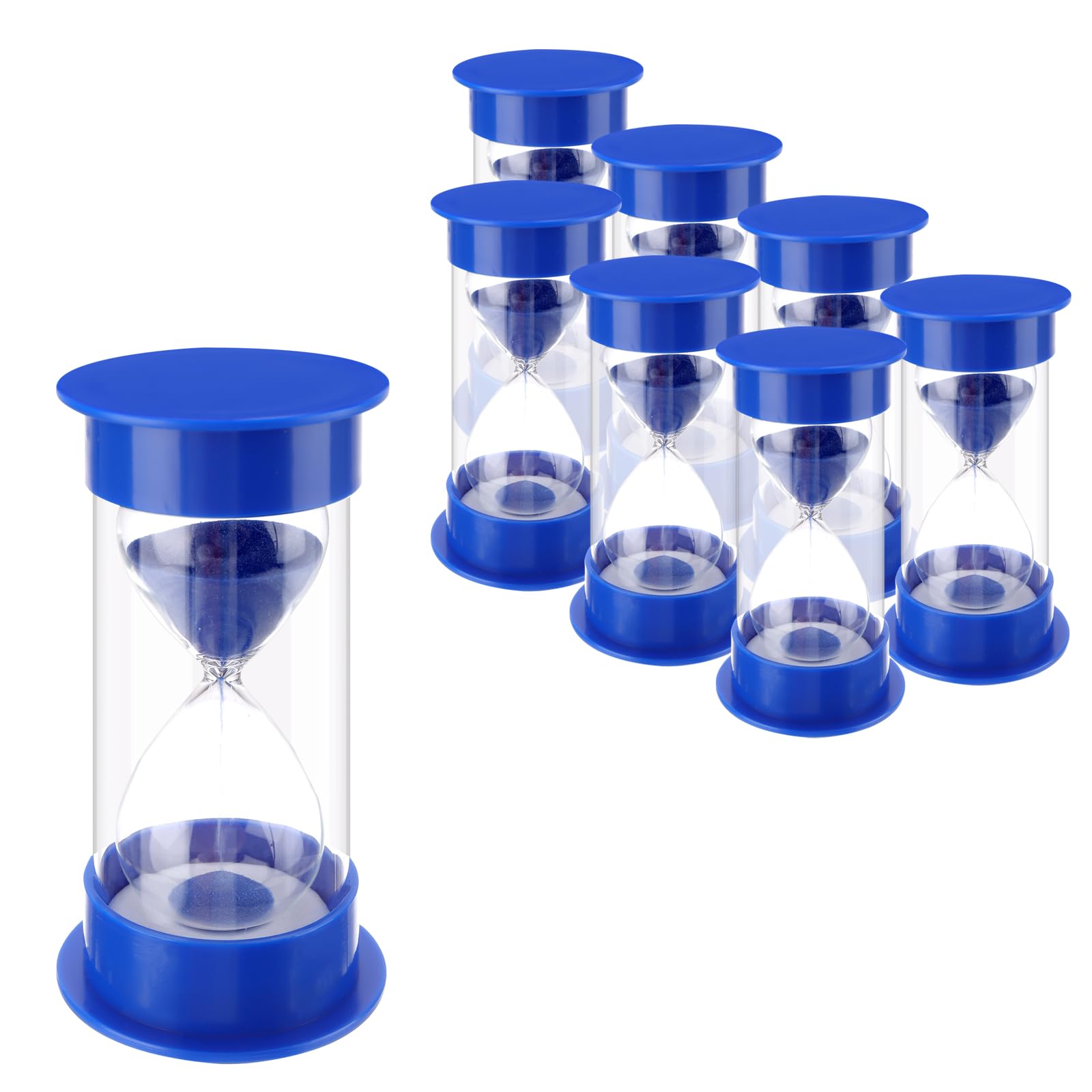 KEILEOHO 8 PCS 5 Minute Sand Timer, Plastic Hourglass for Cooking Tooth Brushing Activity, Blue