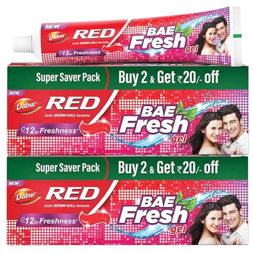 Image of Dabur Red Bae Fresh Gel - 600gm (300gm*2) | Fights Bad Breath, Cavity Germs and Plaque | 12hr Freshness | Activ Germ-Kill formula