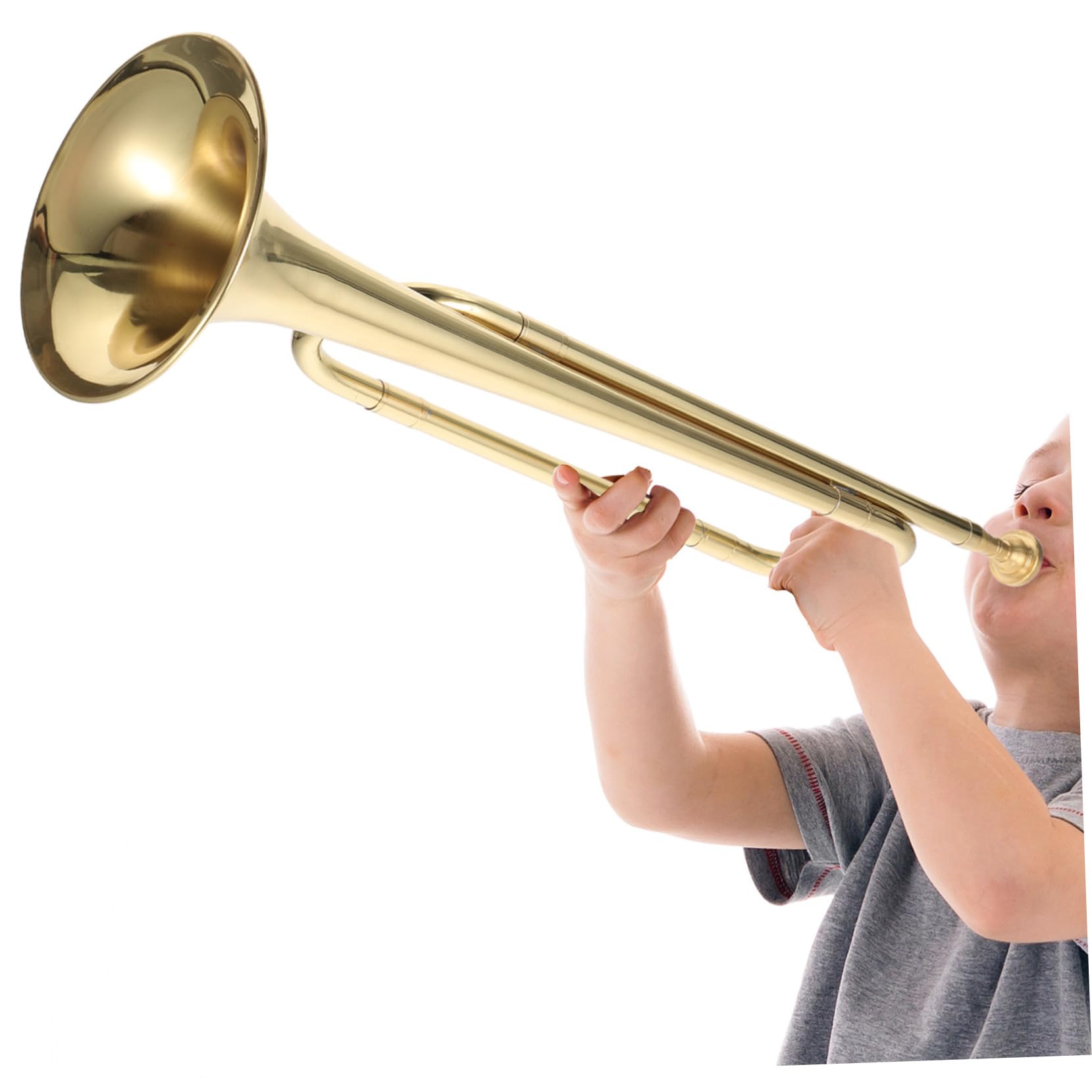 Beaupretty Instrumento de Latón si Bemol Dorado con Diseño Creativo y Adorno Artístico, Instrumento Musical Adecuado para Principiantes y Estudiantes en Banda o Conjunto