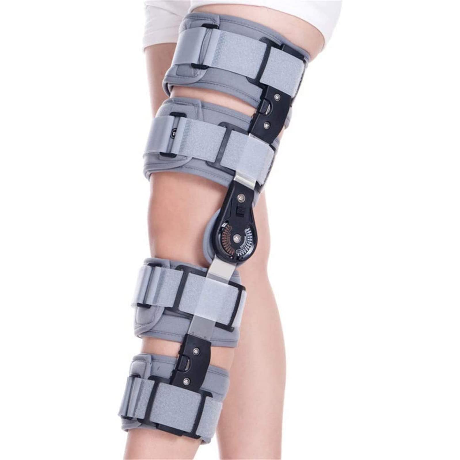 Rodillera con Bisagras para Estabilización De La Recuperación, Soporte Ortopédico Médico Ajustable, Universal, Ideal para Lesiones De Ligamentos Cruzados Anteriores (Lca),Gray