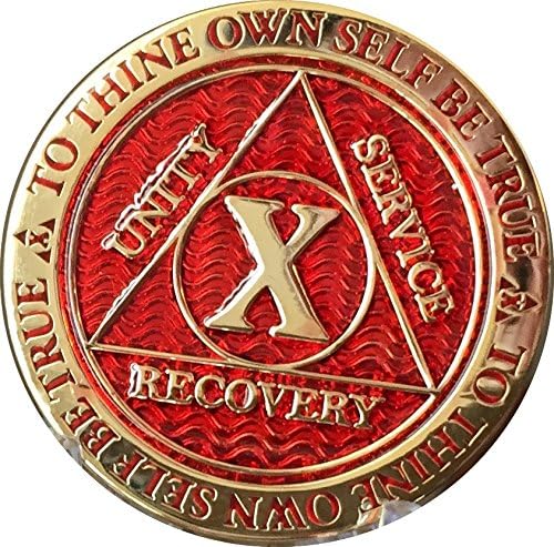 RecoveryChip 10 Year AA Medallion Reflex Red Gold Plated Chip image 5