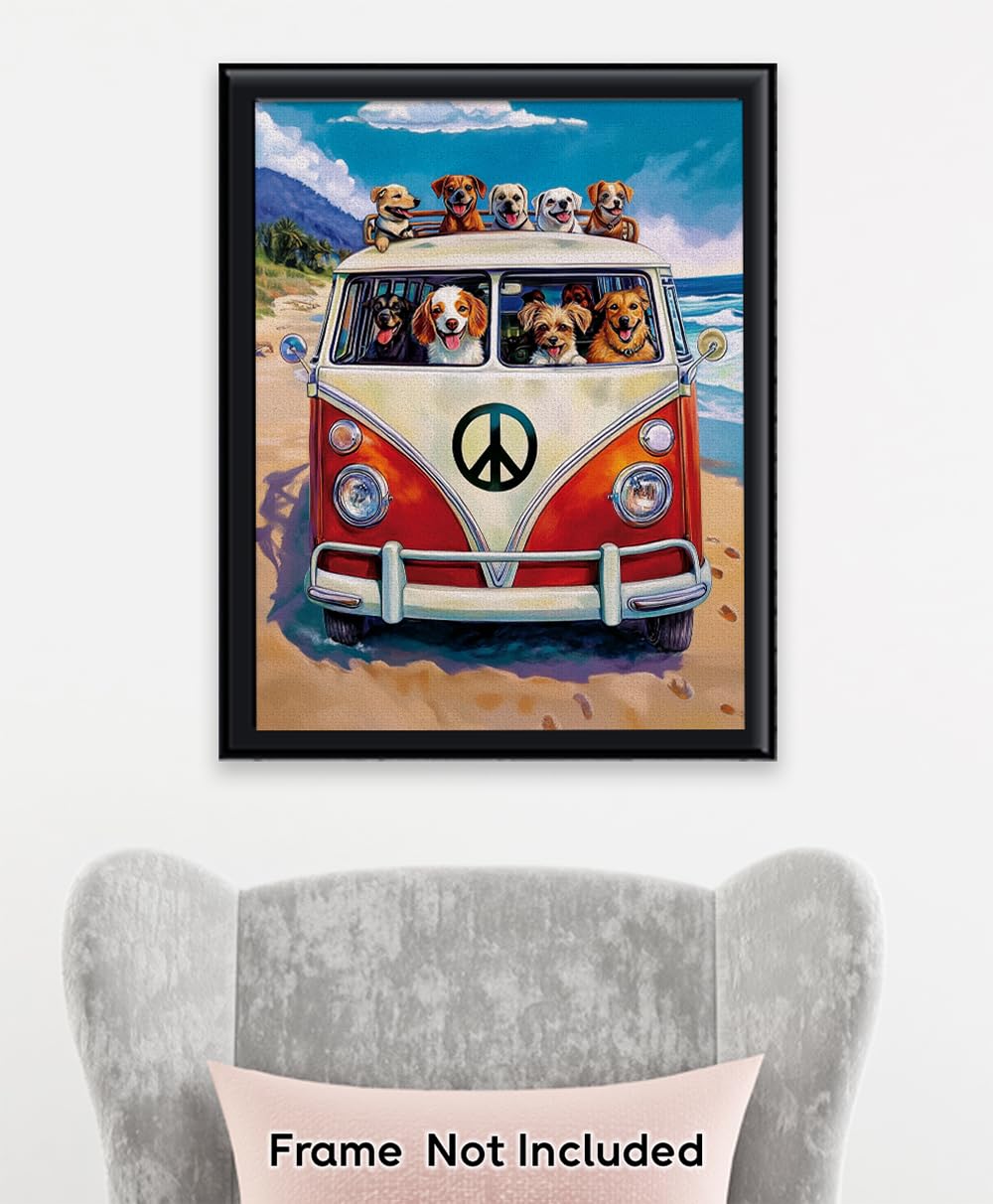 Amazon.com: Vintage Volkswagen Beach Dogs Wall Art 18x24 Unframed