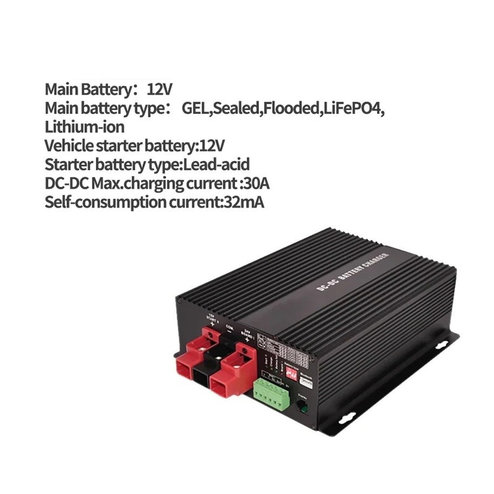 Convertidor Adaptador Cargador Inteligente 12V CC 30A Refuerzo Compatible Aplicación Bluetooth Batería Litio Temperatura Carga Completamente Automática inversor