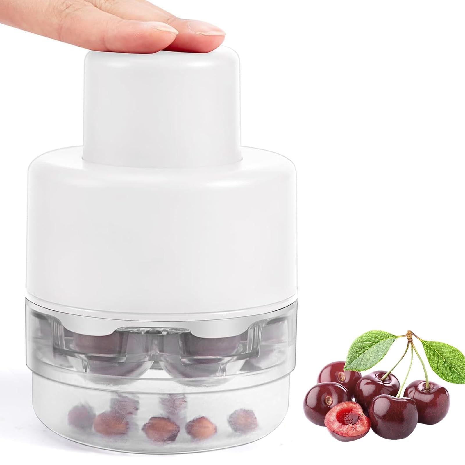 Cherry Pitter, Multiple Cherry Stoner Remover, Portable Cherry Pip Remover with 7 Holes, Easy to Use, Multiple Cherry Stoner Seed Remover Tool for Making Jam, Dishes and Fruit Salads (White)