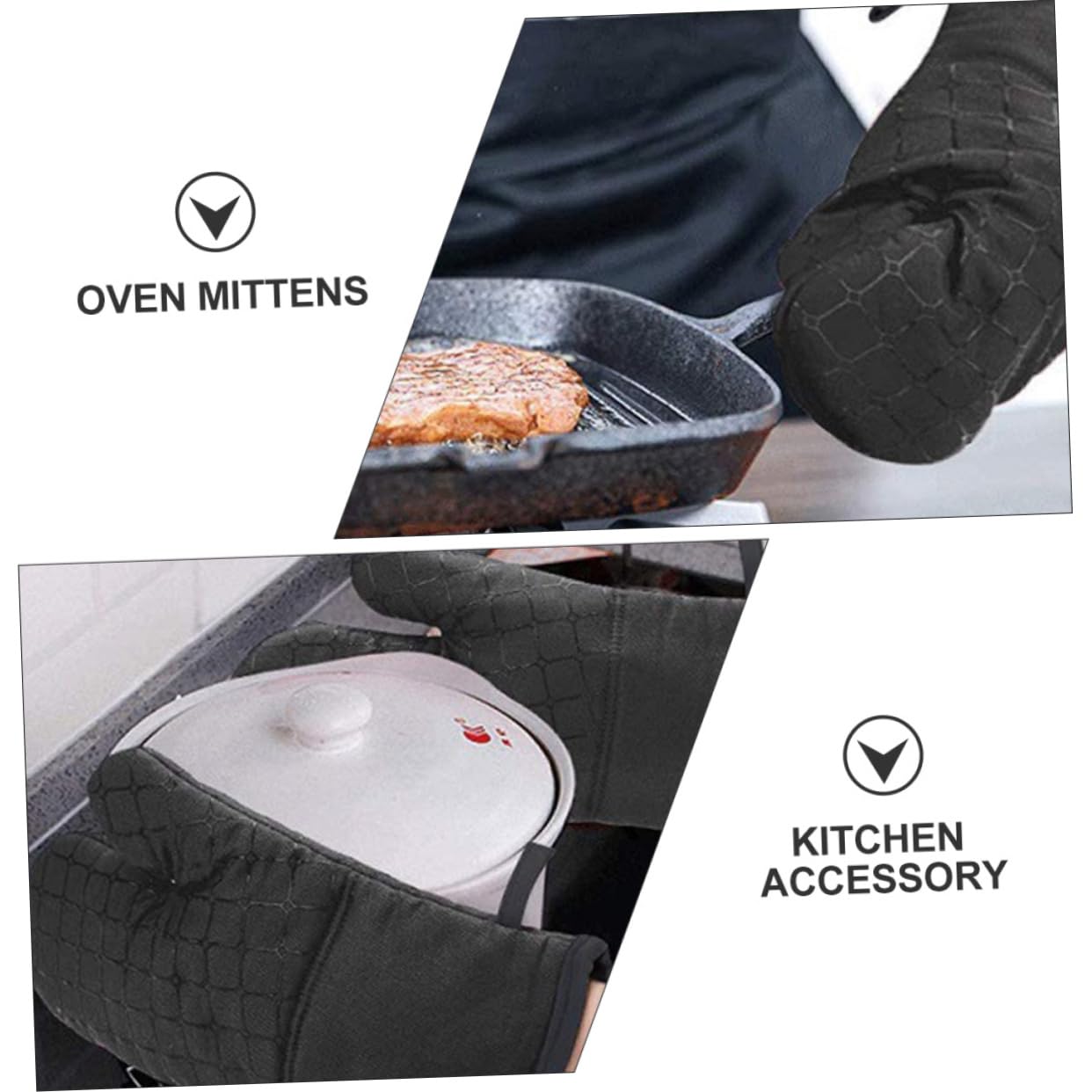 Mikinona Hitzebeständige Ofenhandschuhe Kochhandschuhe mit Wärmeisolierung Gepolstert für Backen und Küche