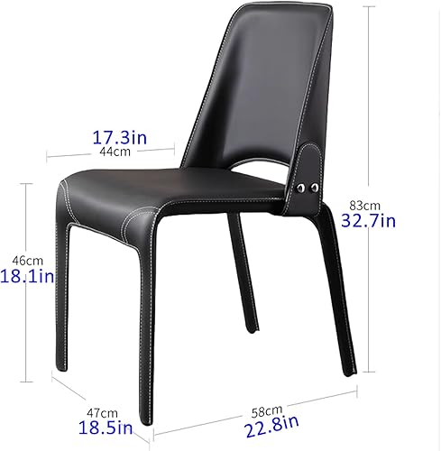 Miniatura 2 de JKGHK Leather Dining Chairs, Armless Room Chairs, Upholstered Kitchen Chair with Backrest, Side Chair with Metal Legs, for Bedroom, Cafe,
