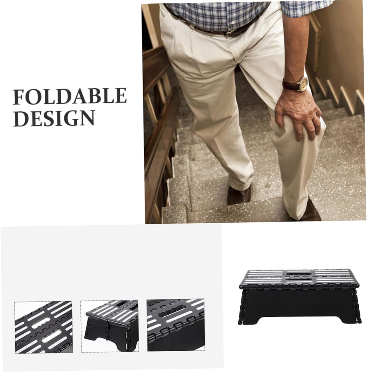 Zerodeko Foldable Step Stool for Seniors Lightweight Non- Portable Stool for Use for Gardening Car Maintenance and Elderly Assistance