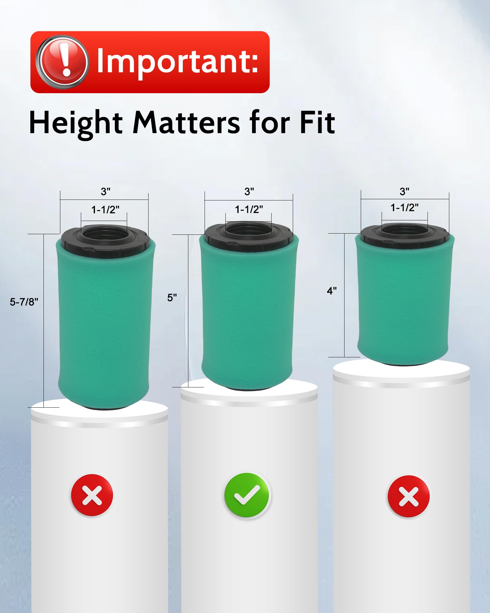 DASARYA 796031 590825 594201 591334 Filtro De Aire Compatible Con B&S Troy Bilt Pony Partes 4243 5421 5428 5428H 5428K Y Johndeere GY21435 MIU13038 MIU13963 MIU143955 MIU13963 MIU143955 Prefiltro