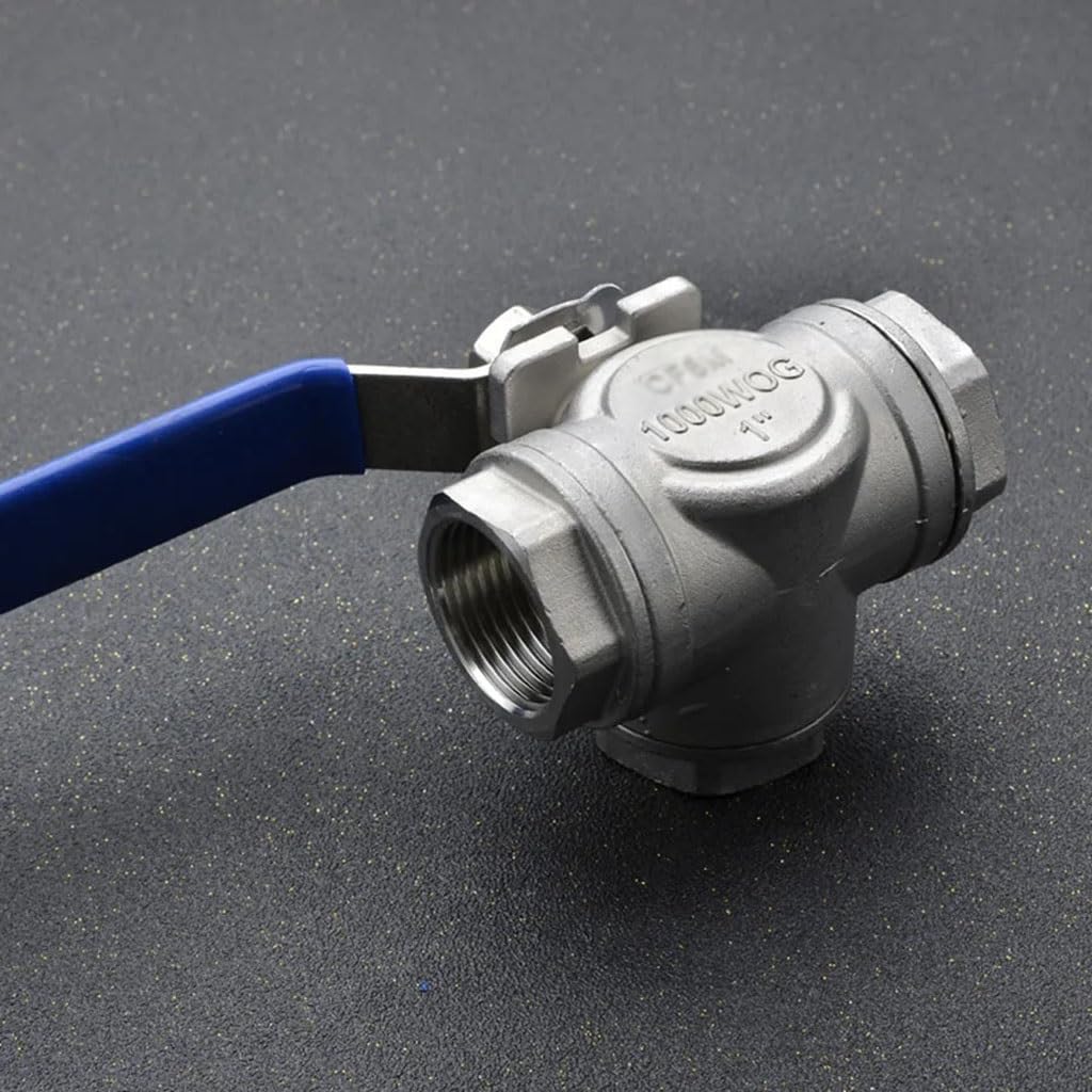 valvola a sfera, valvola a sfera in acciaio inox, Adattatore connettore valvola a sfera a 3 vie con porta T/L in acciaio inossidabile 304 1/4" 3/8" 1/2" 3/4" 1" BSP femmina for acqua olio aria gas, 1