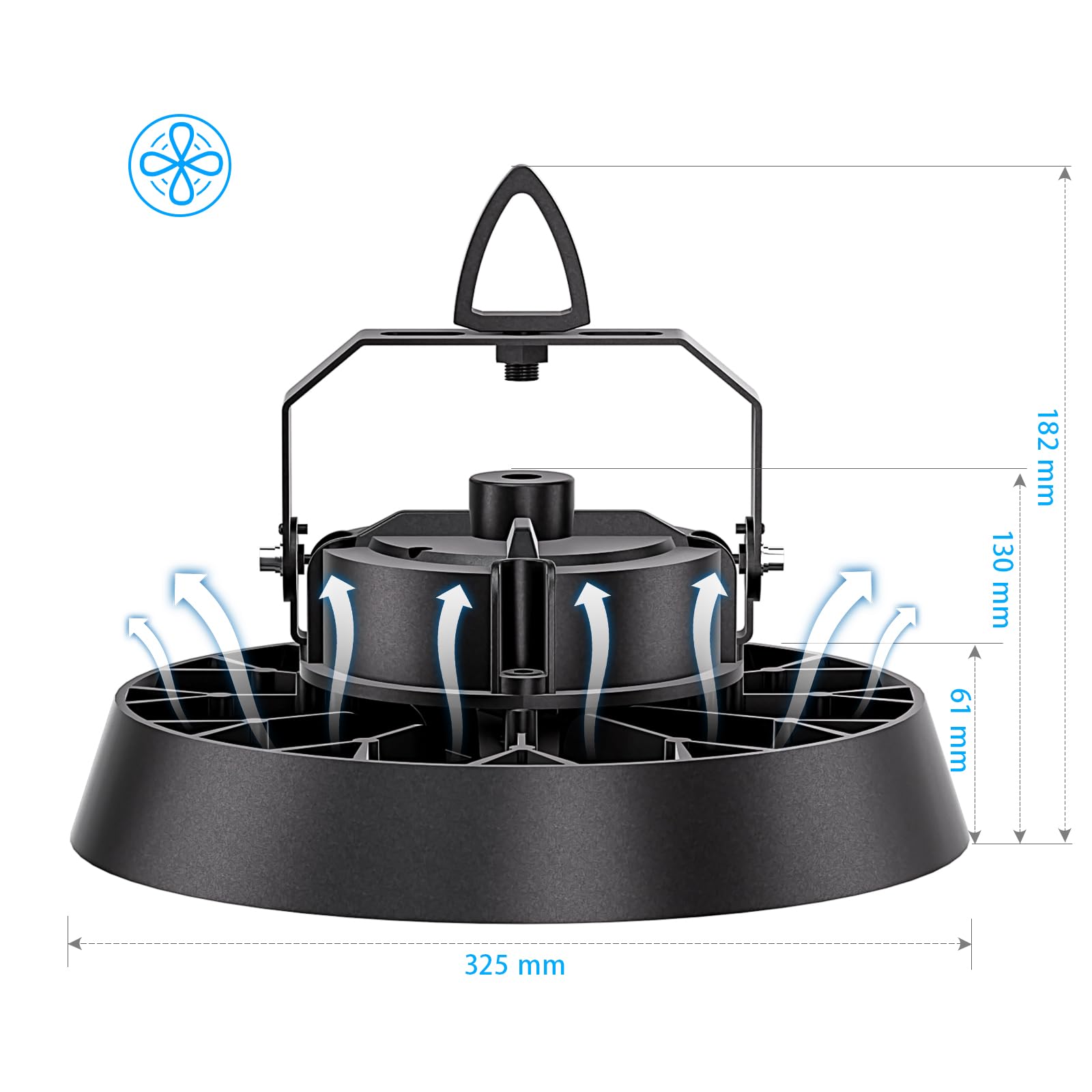 Modlicht Foco LED de gran altura 300W blanco frío 5000K | Lámpara industrial UFO Highbay con ángulo de haz de 90°, 51000lm, iluminación de pasillo IP65 para almacén/taller/luz de garaje comercial