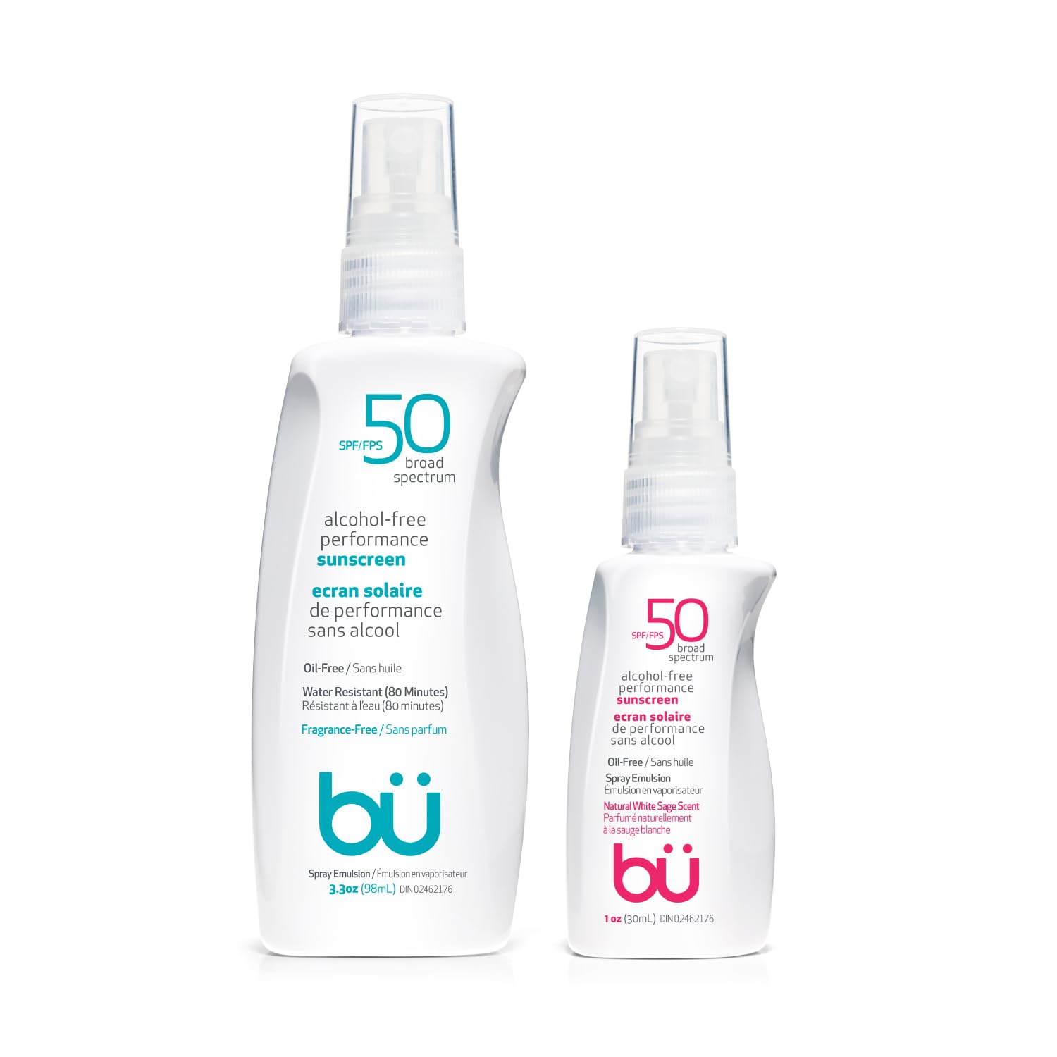 BU SPF 50 Sunscreen Spray for Face and Body 2-Pack with 3 3 oz Fragrance Free and 1