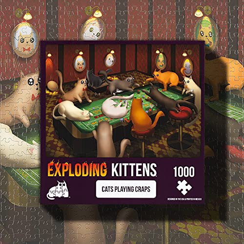 Cats Playing Craps Jigsaw Puzzle by Exploding Kittens, 1000 Pieces, Ideal for Adults Teens, and Kids - Image 3