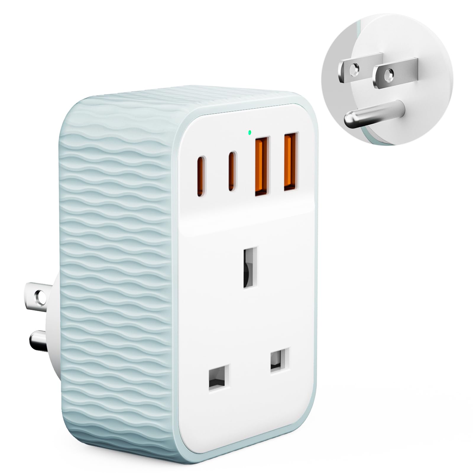 UK Mains Adapter for the United States, 5 in 1 Travel Adapter for USA with 2 USB-A Ports and 2 USB-C Ports (5V/3.4A)-image-44