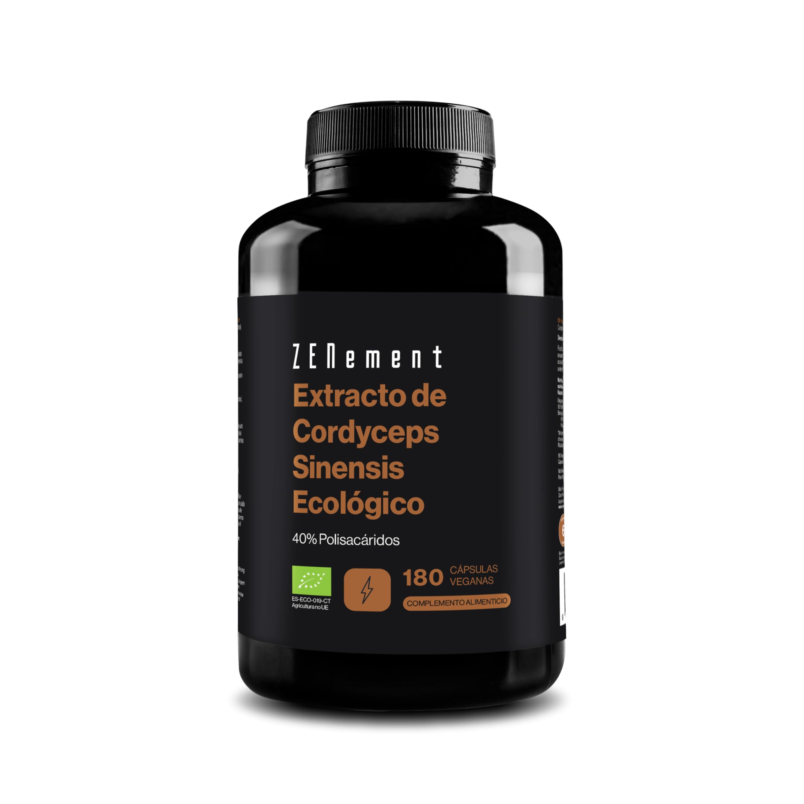 Cordyceps Sinensis Ecológico, 180 cápsulas veganas para 6 meses | Extracto (CS-4) 10:1 = 6.500 mg con 40% Polisacáridos | Energía, Reduce el Cansancio y la Fatiga | Vegano, Sin Aditivos | Zenement