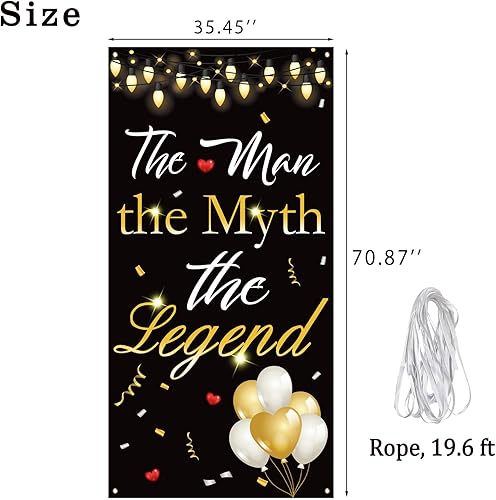 Miniatura 2 de Labakita Cartel para puerta de The Man The Myth The Legend, decoración de cumpleaños para hombre, pancarta de feliz cumpleaños para papá, decoración