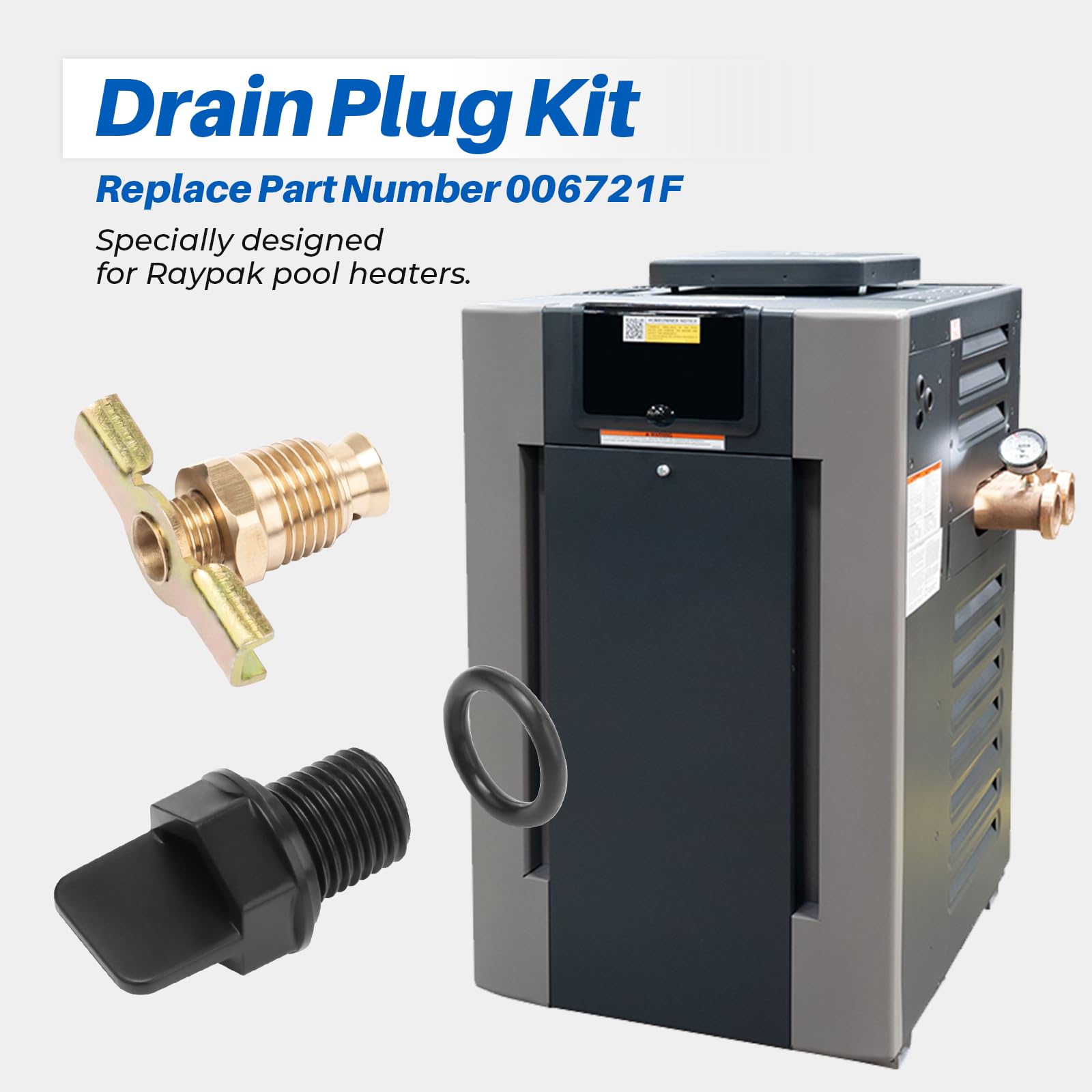 ANTOBLE 006721F Bouchon de vidange et pièces de rechange en laiton pour chauffage de piscine Raypak