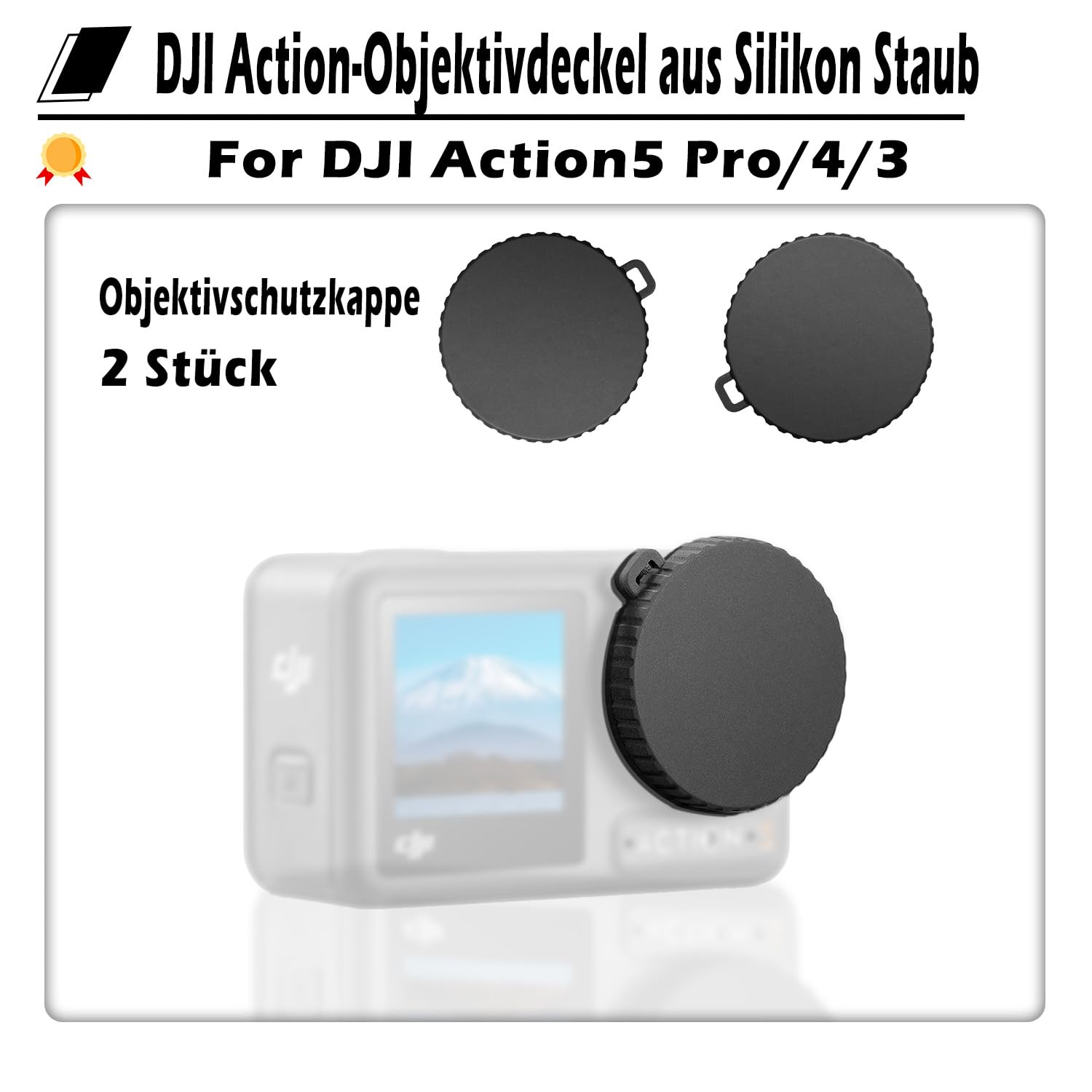 Iruihoo 2 Stück Objektivdeckel für DJI Osmo Action 5 Pro/4/3, Schwarzer Objektivschutz Flexibler Objektivdeckel Schutzzubehör Kompatibel mit DJI Action, Verhindert Kratzer und Staub
